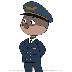 How to Draw Captain Gander from Top Wing