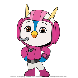 How to Draw Penny Penguin in Uniform from Top Wing