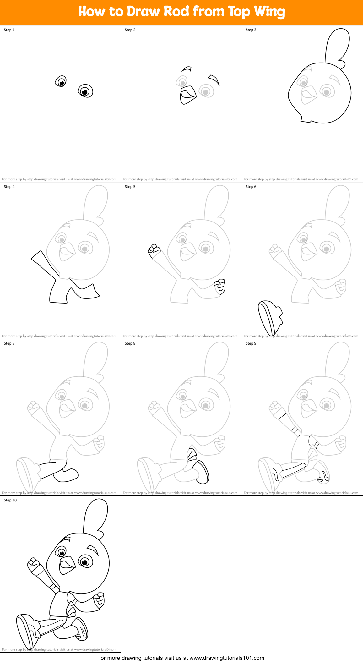How to Draw Rod from Top Wing Printable Step by Step
