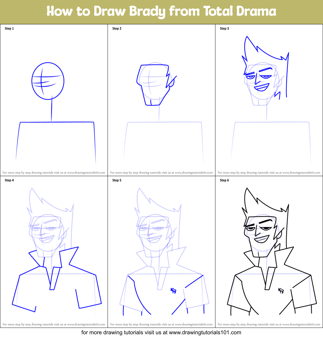 How to Draw Brady from Total Drama Printable Step by Step