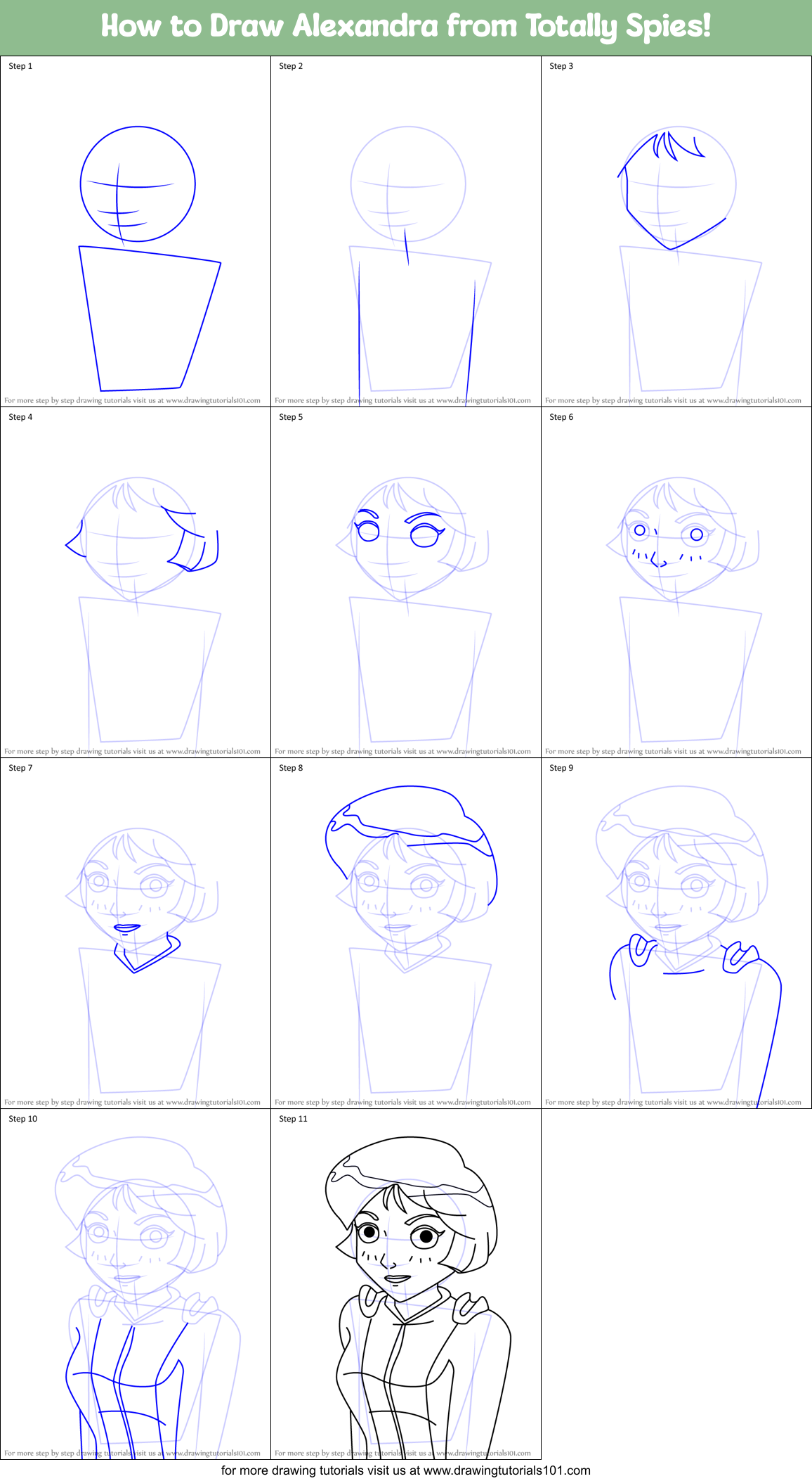 How to Draw Alexandra from Totally Spies! Printable Step by Step