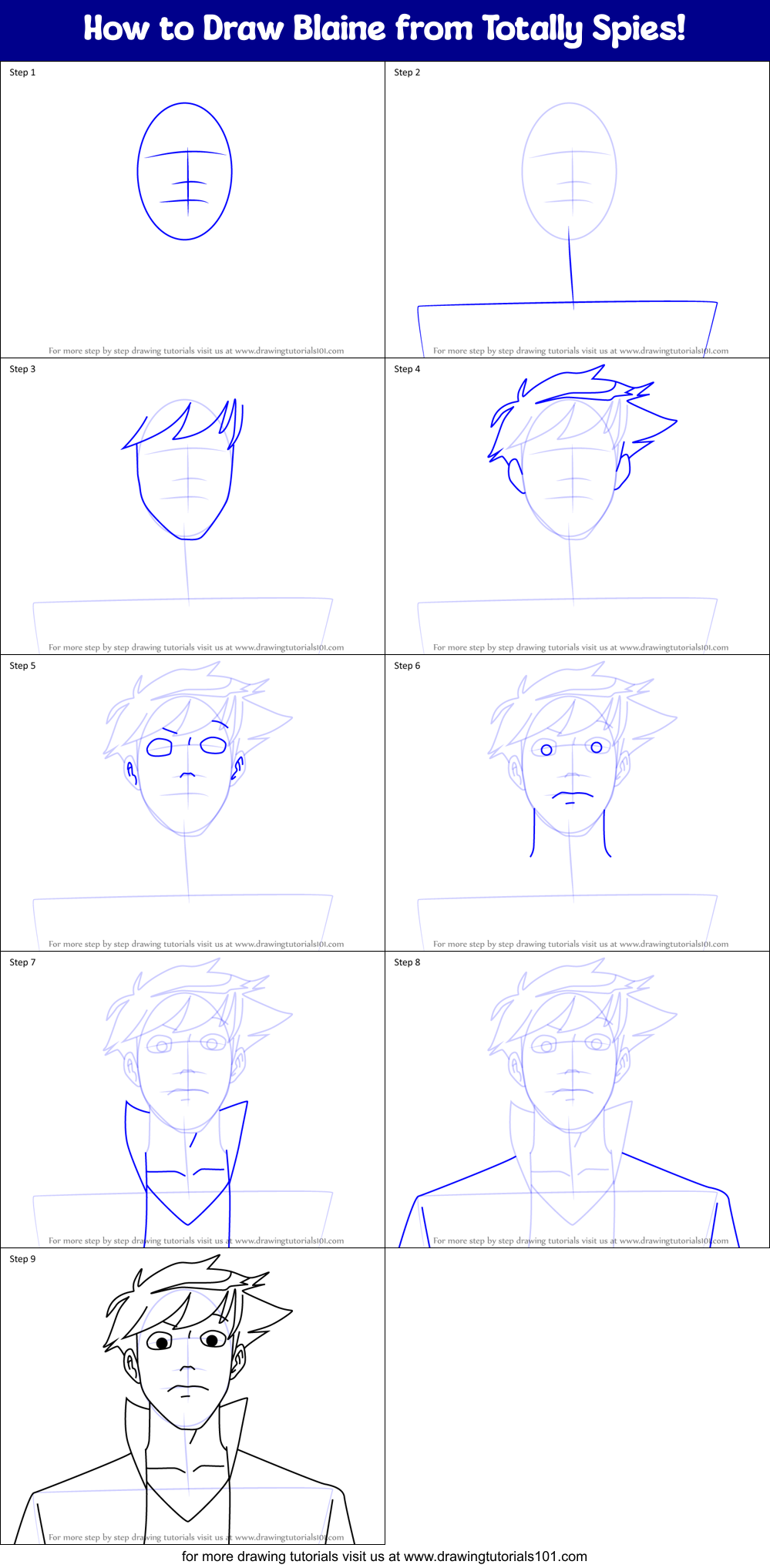 How to Draw Blaine from Totally Spies! Printable Step by Step