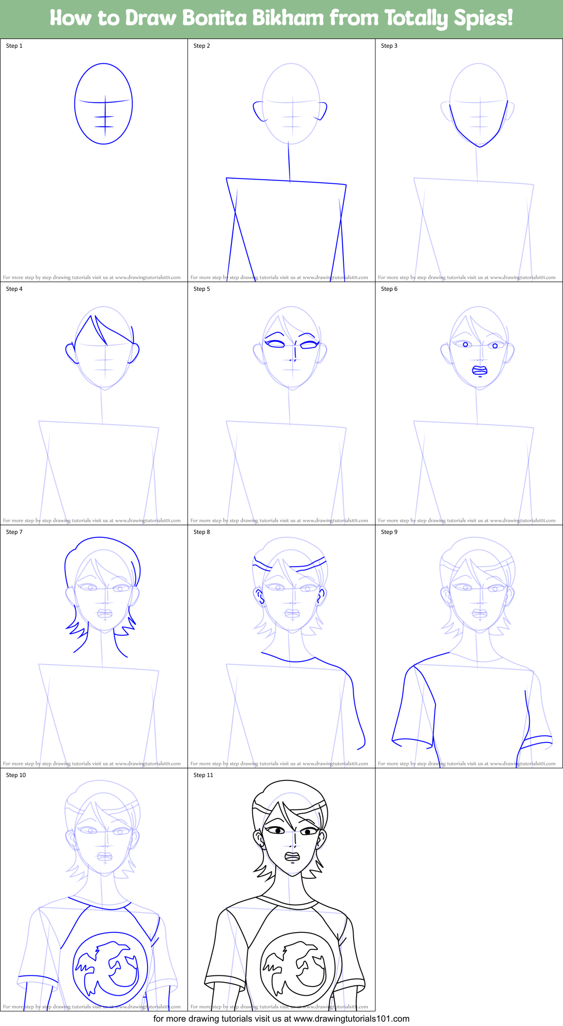 How to Draw Bonita Bikham from Totally Spies! Printable Step by Step