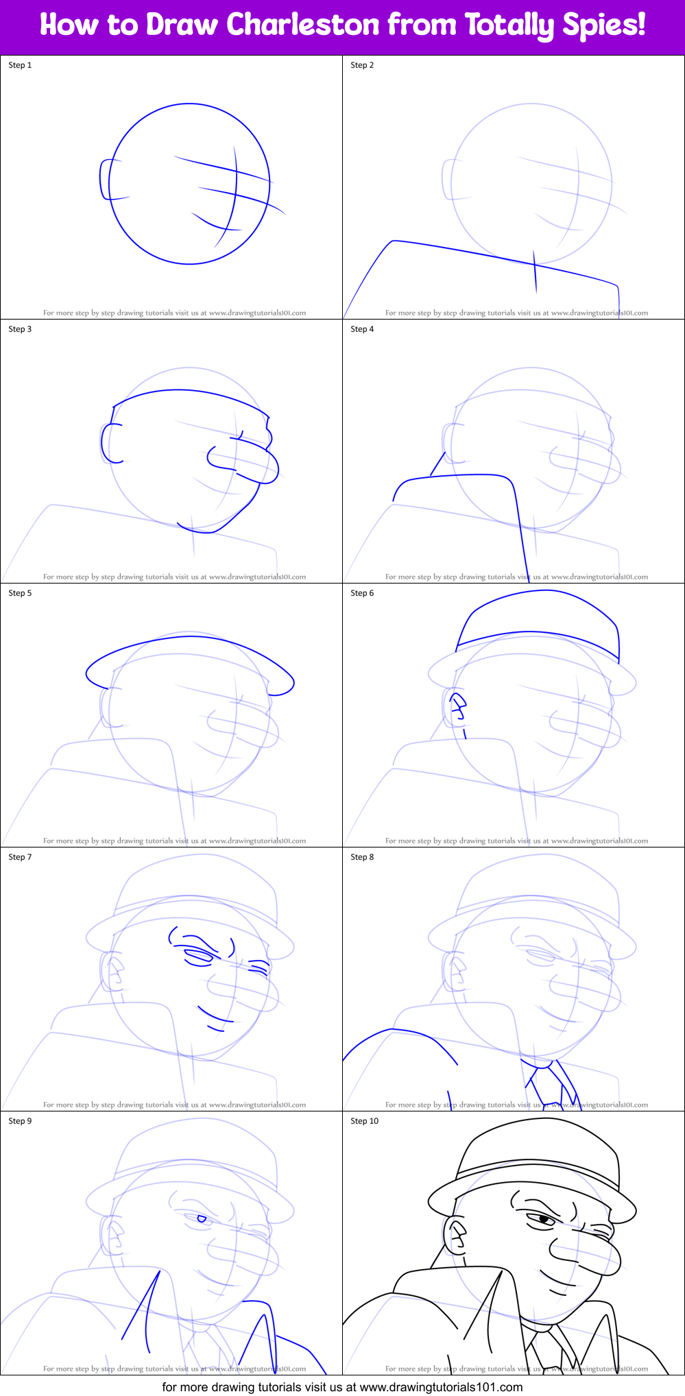 How to Draw Charleston from Totally Spies! Printable Step by Step