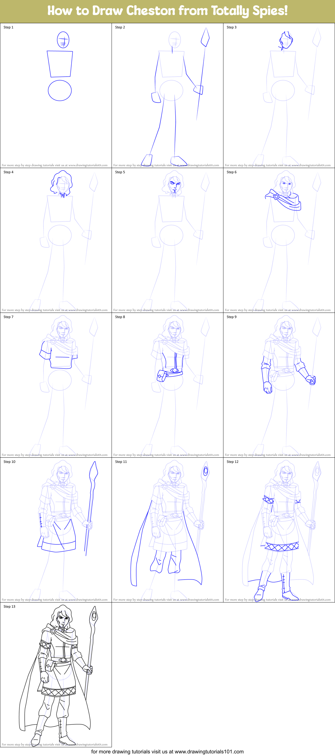 How to Draw Cheston from Totally Spies! Printable Step by Step