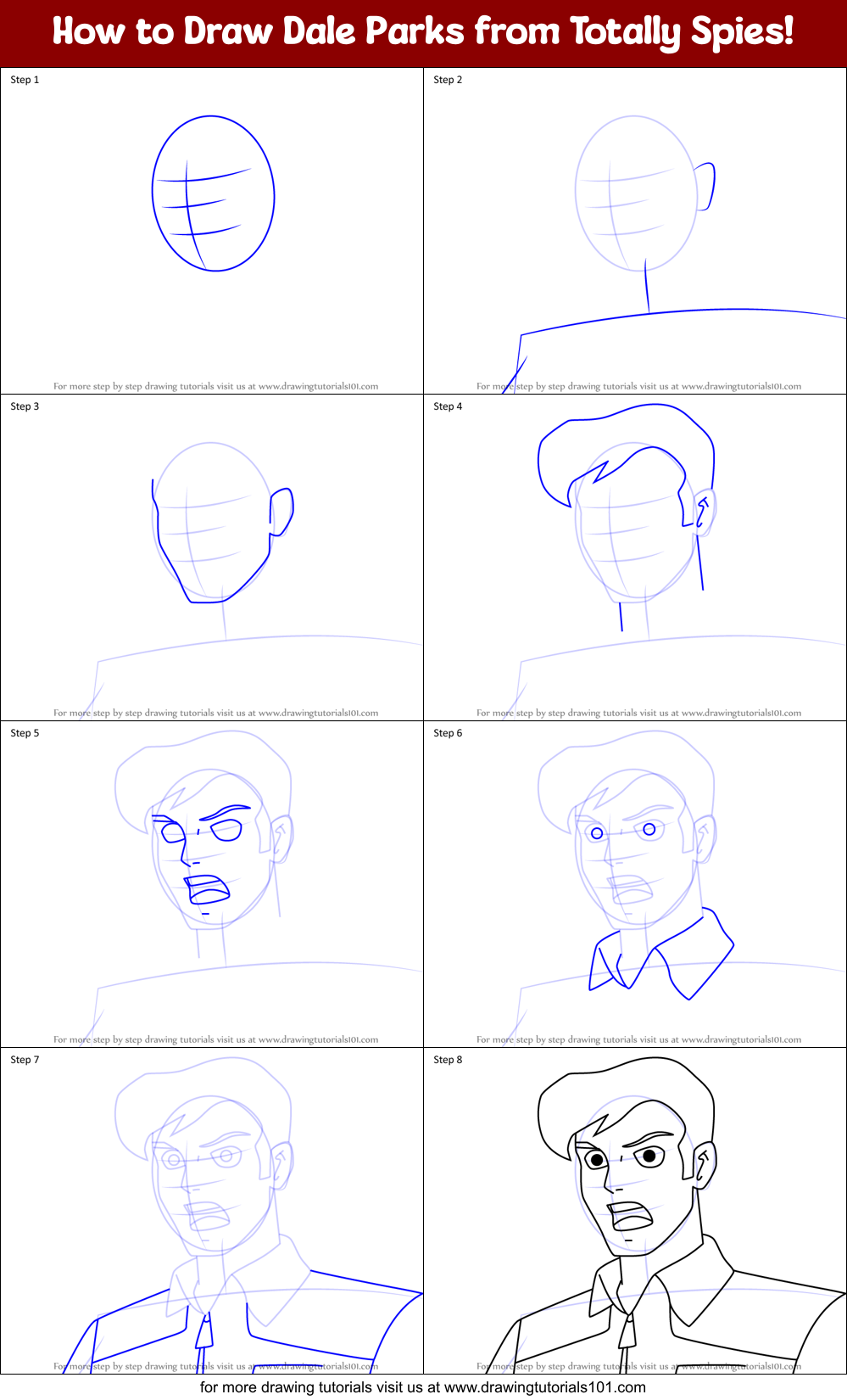 How to Draw Dale Parks from Totally Spies! Printable Step by Step