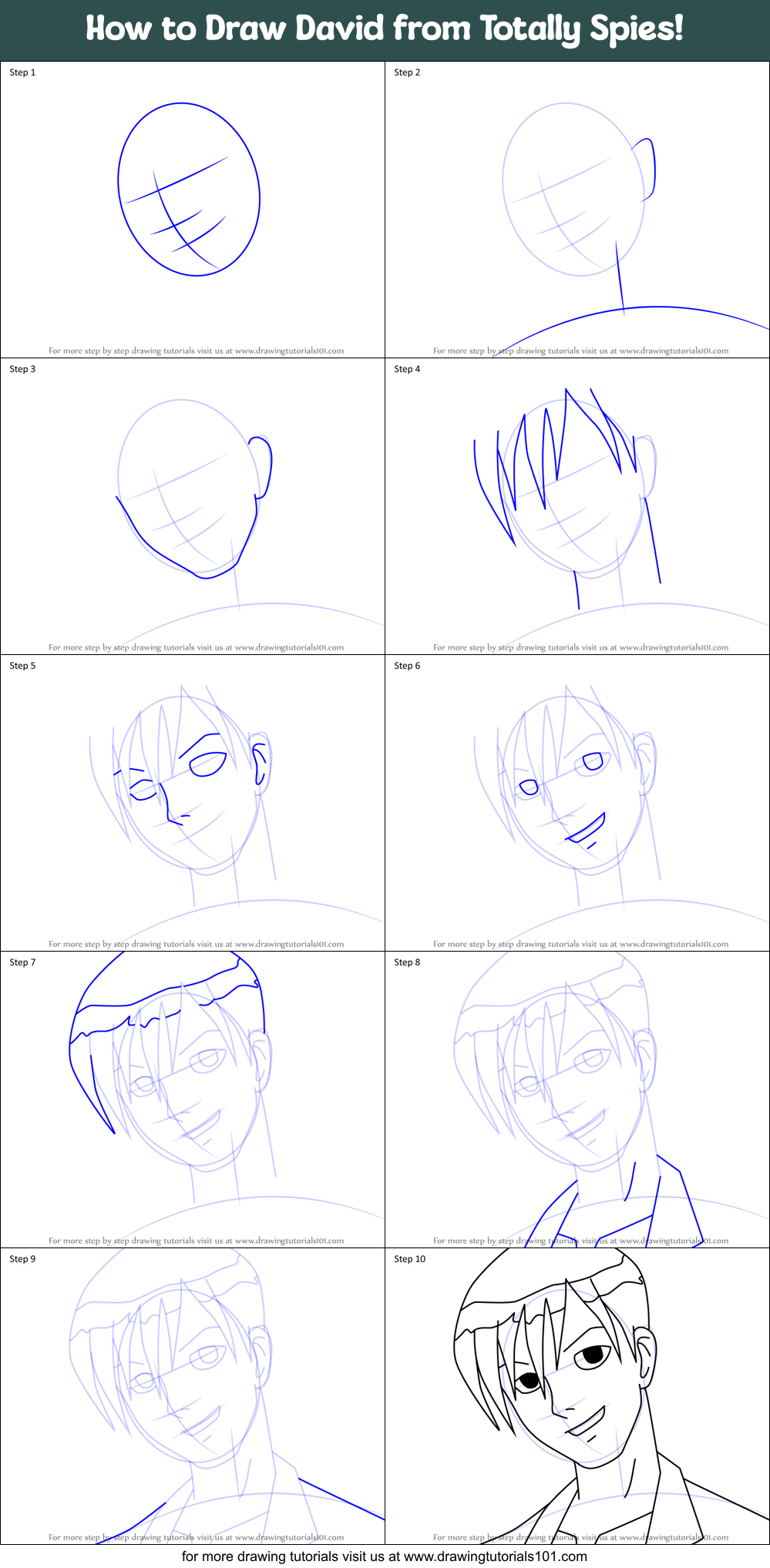 How to Draw David from Totally Spies! Printable Step by Step