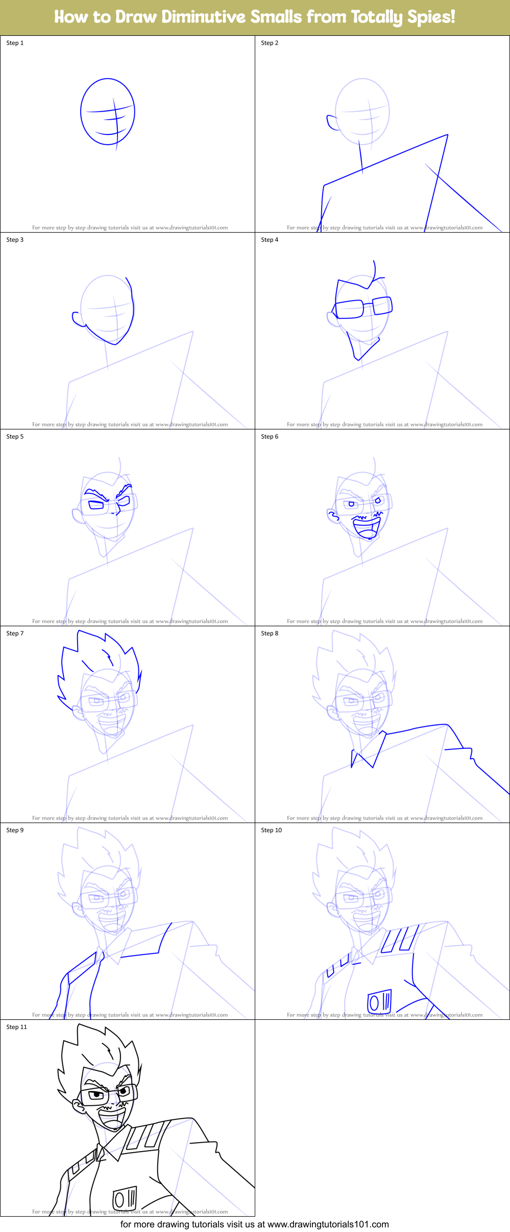 How to Draw Diminutive Smalls from Totally Spies! Printable Step by Step