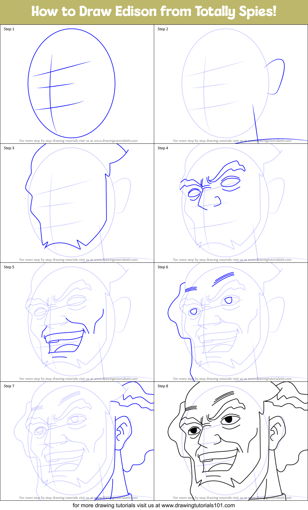 How to Draw Edison from Totally Spies! Printable Step by Step