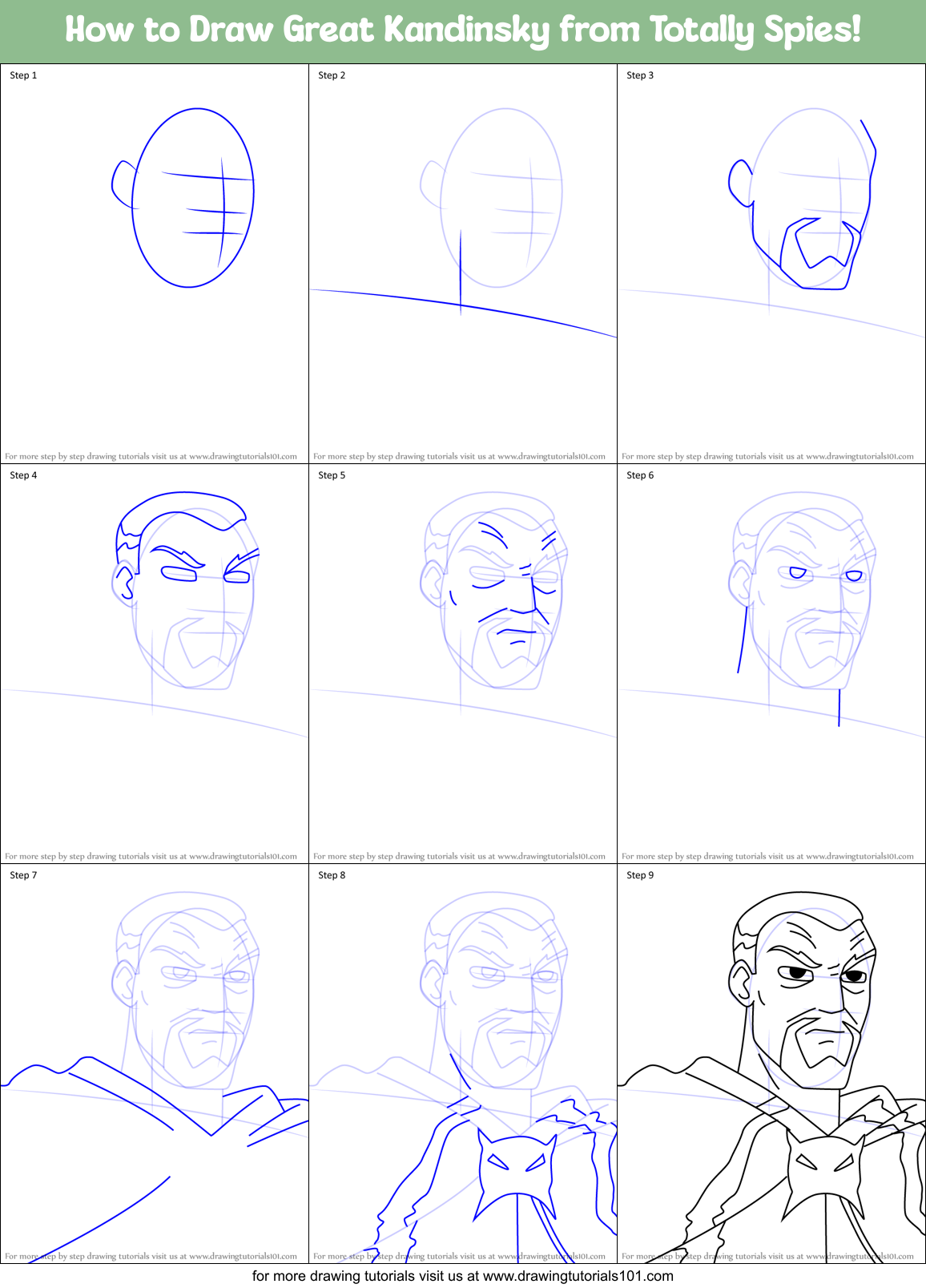 How to Draw Great Kandinsky from Totally Spies! Printable Step by Step