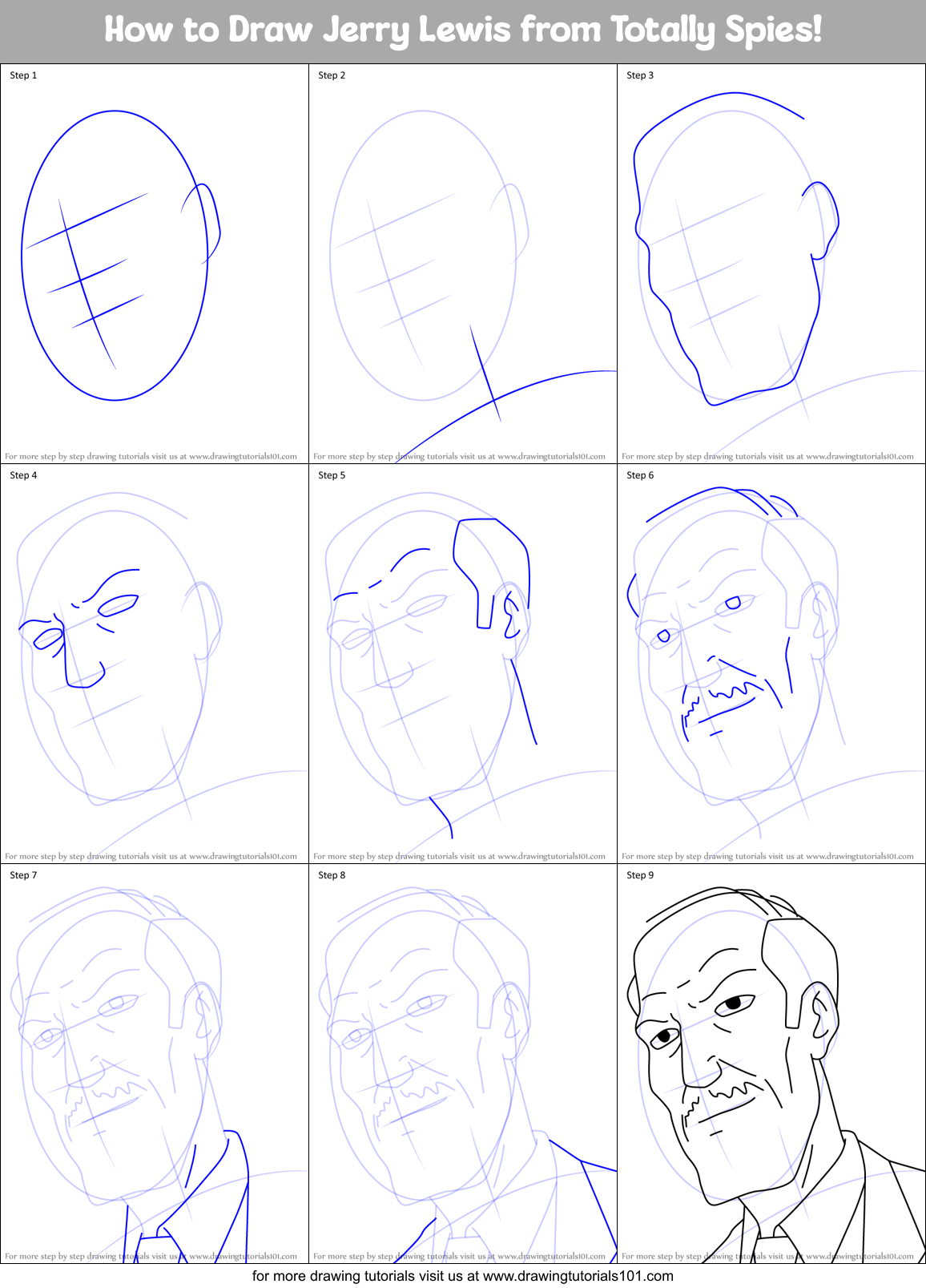 How to Draw Jerry Lewis from Totally Spies! Printable Step by Step