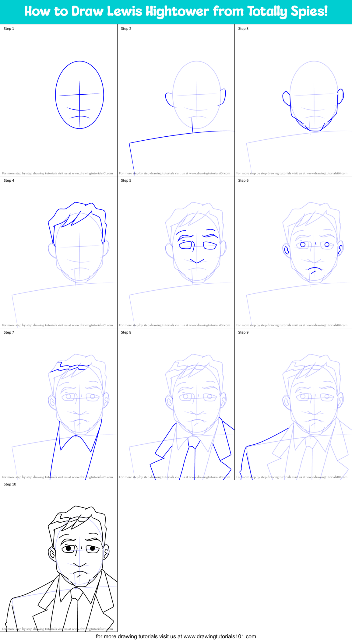 How to Draw Lewis Hightower from Totally Spies! Printable Step by Step
