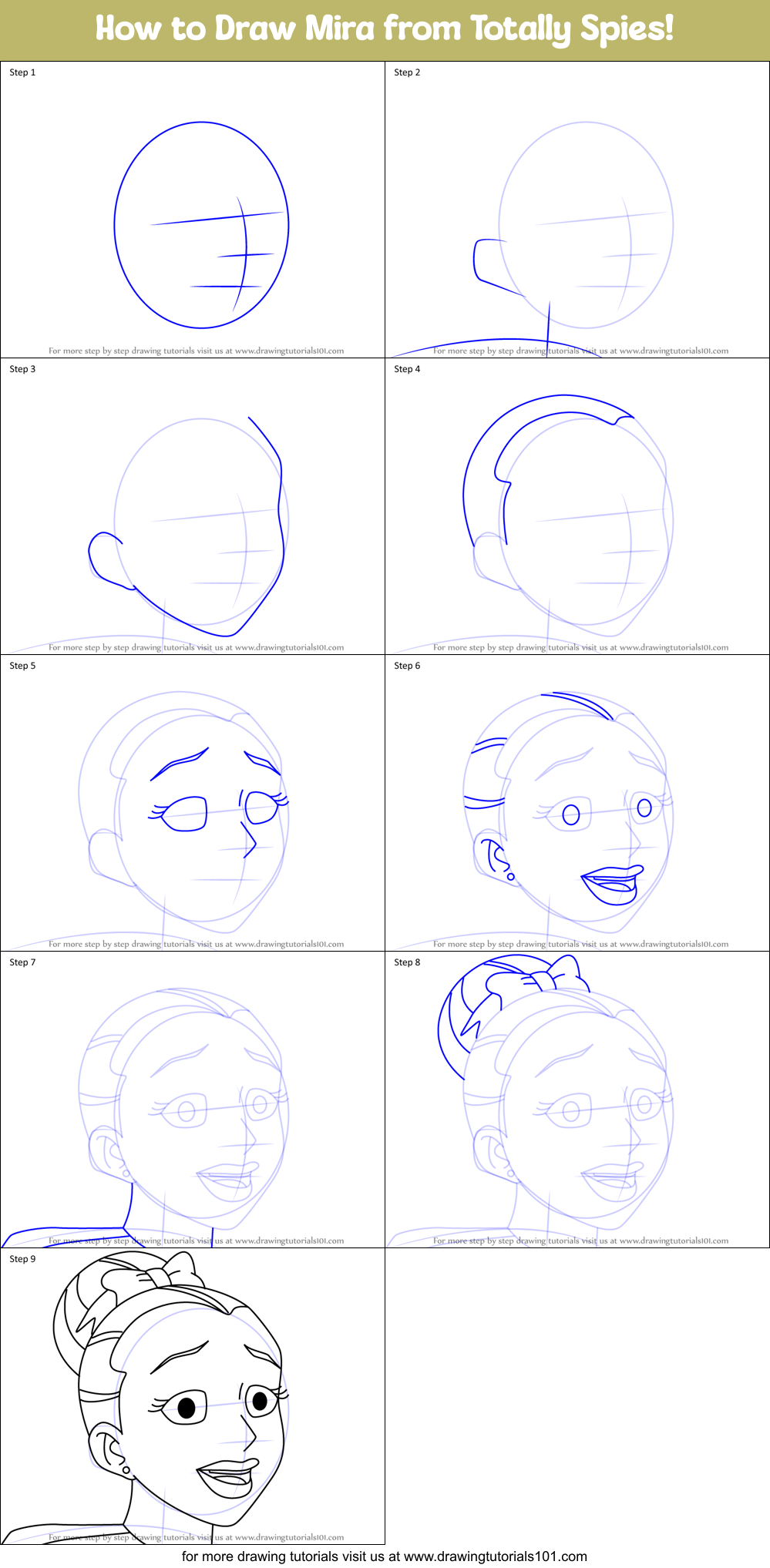 How to Draw Mira from Totally Spies! Printable Step by Step