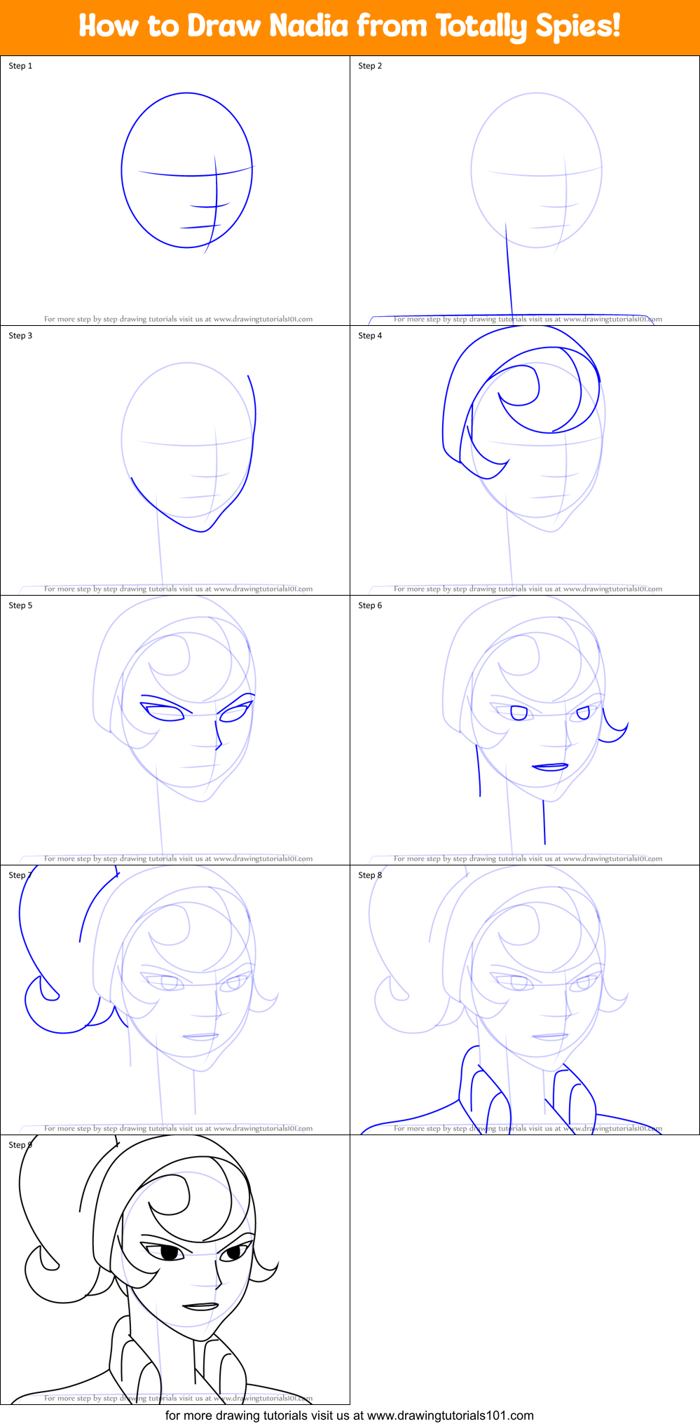 How to Draw Nadia from Totally Spies! Printable Step by Step