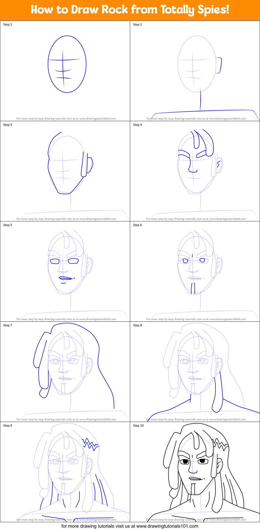 How to Draw Rock from Totally Spies! Printable Step by Step