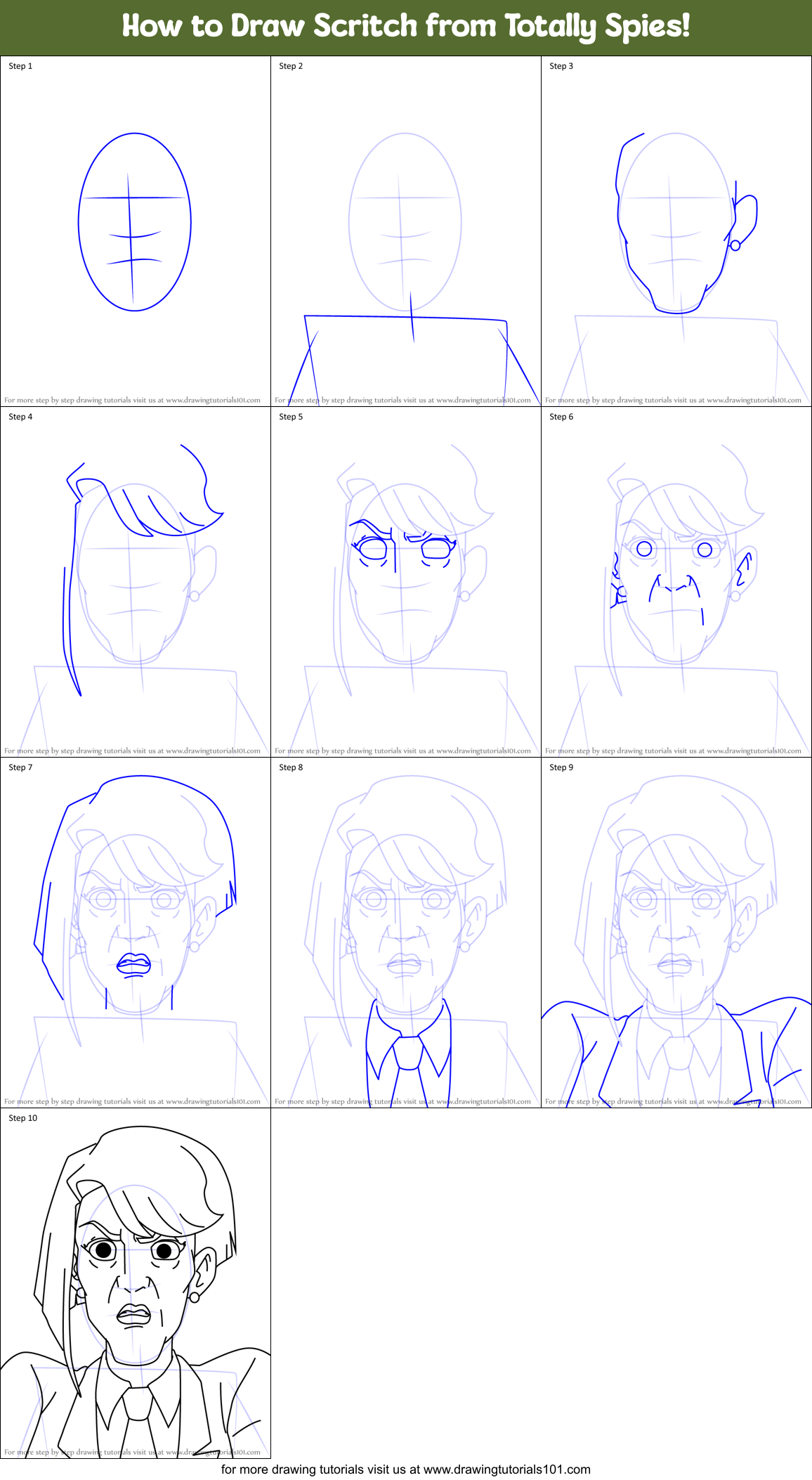 How to Draw Scritch from Totally Spies! Printable Step by Step