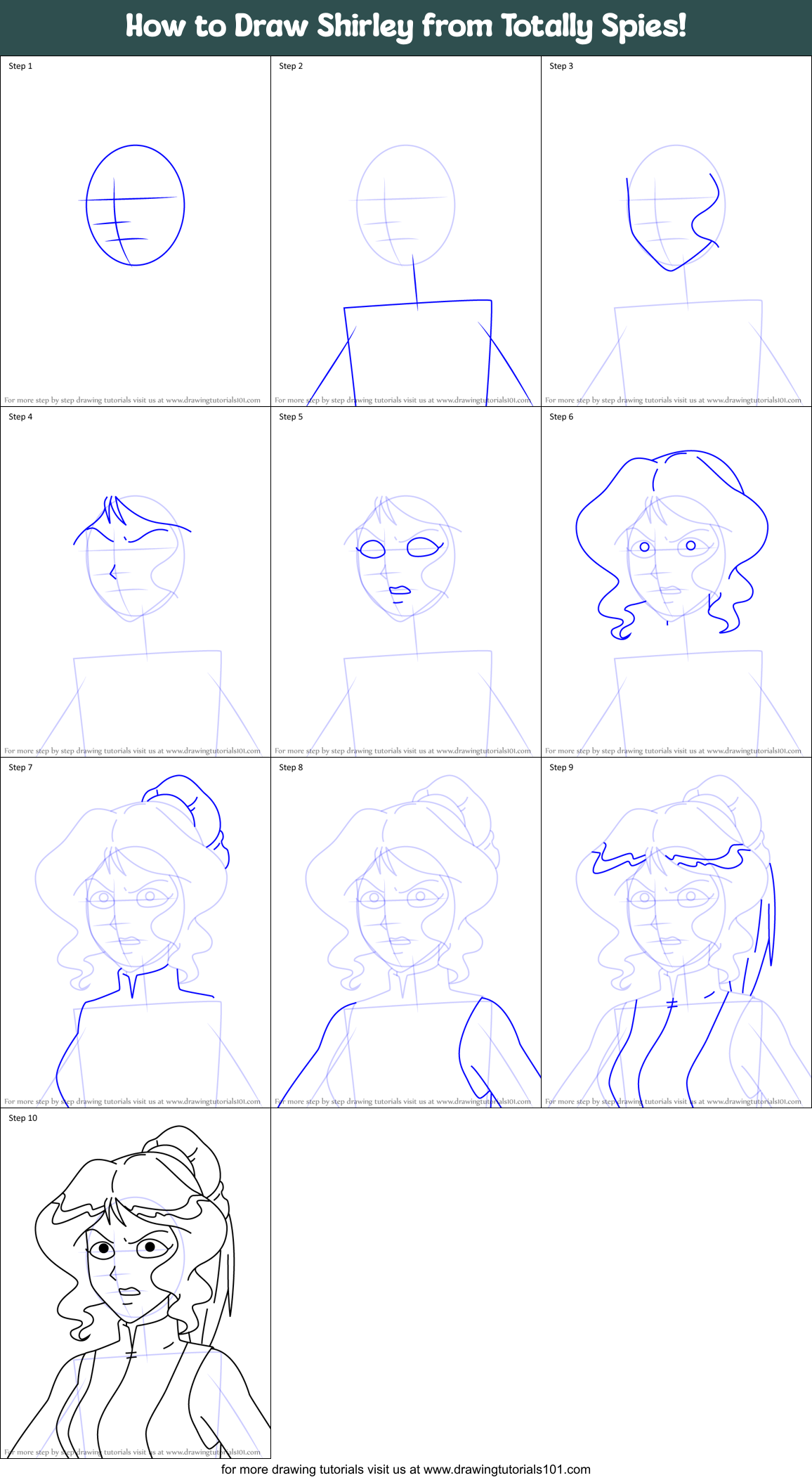 How to Draw Shirley from Totally Spies! Printable Step by Step