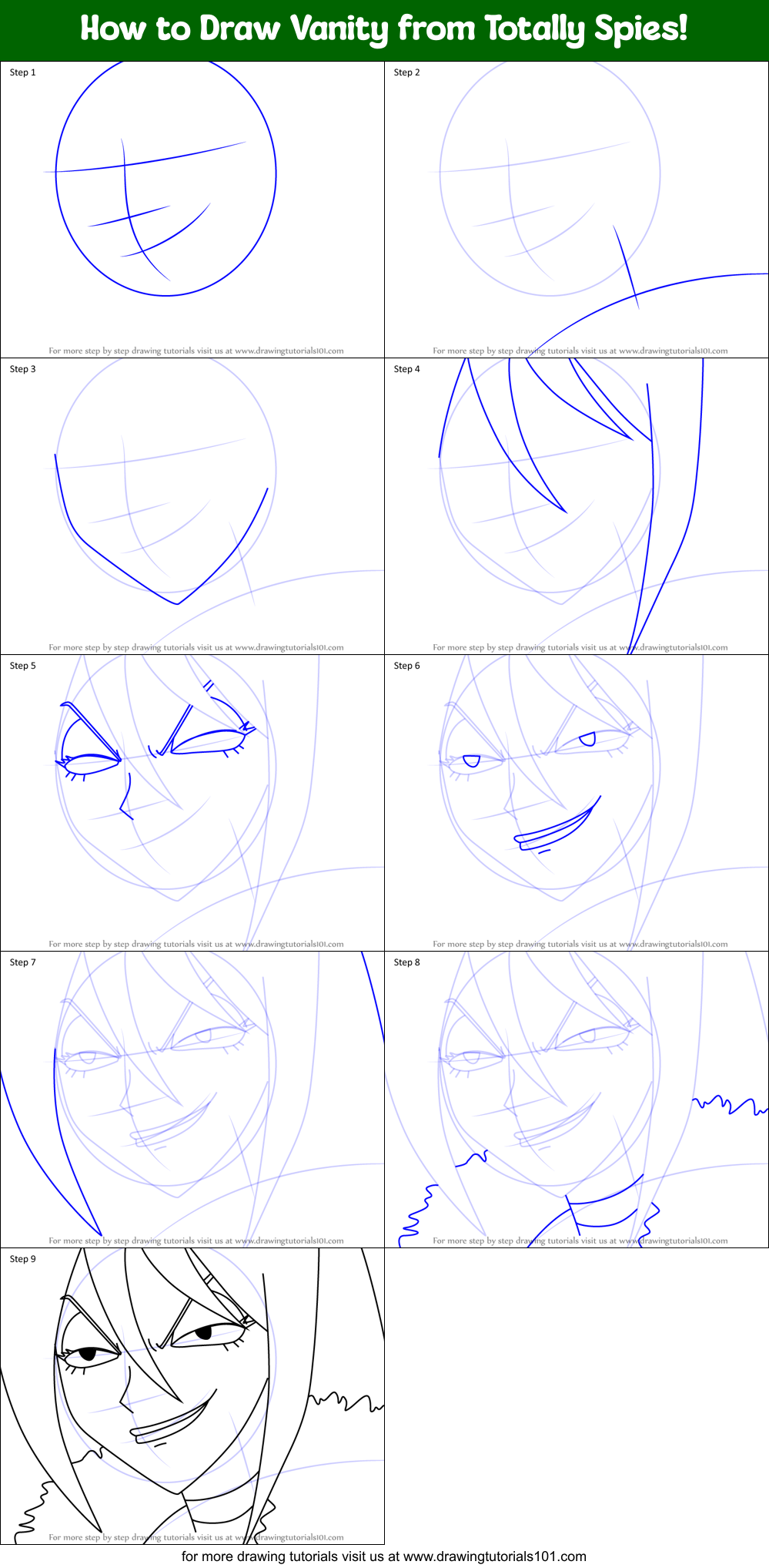 How to Draw Vanity from Totally Spies! Printable Step by Step