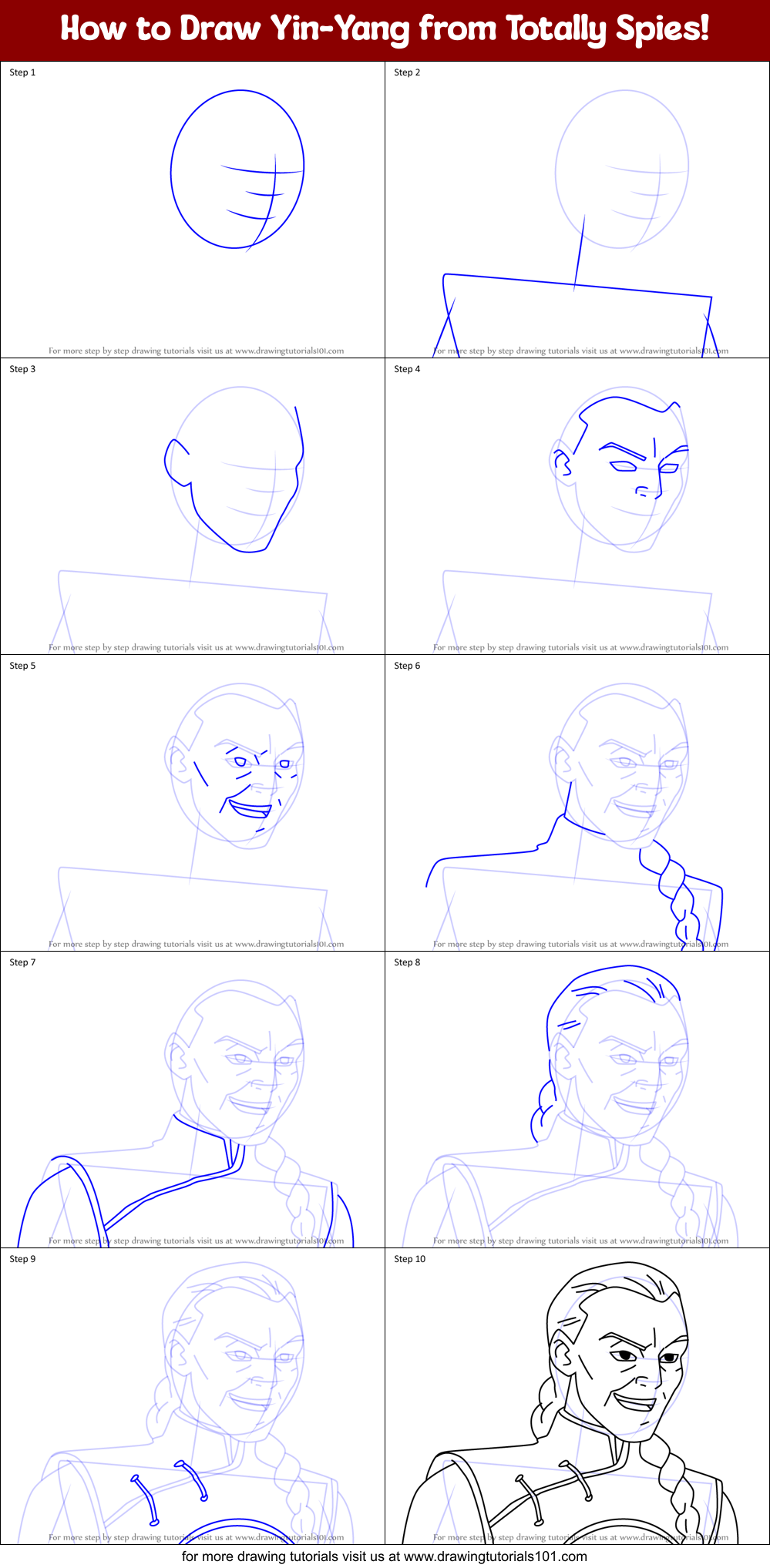 How to Draw Yin-Yang from Totally Spies! Printable Step by Step