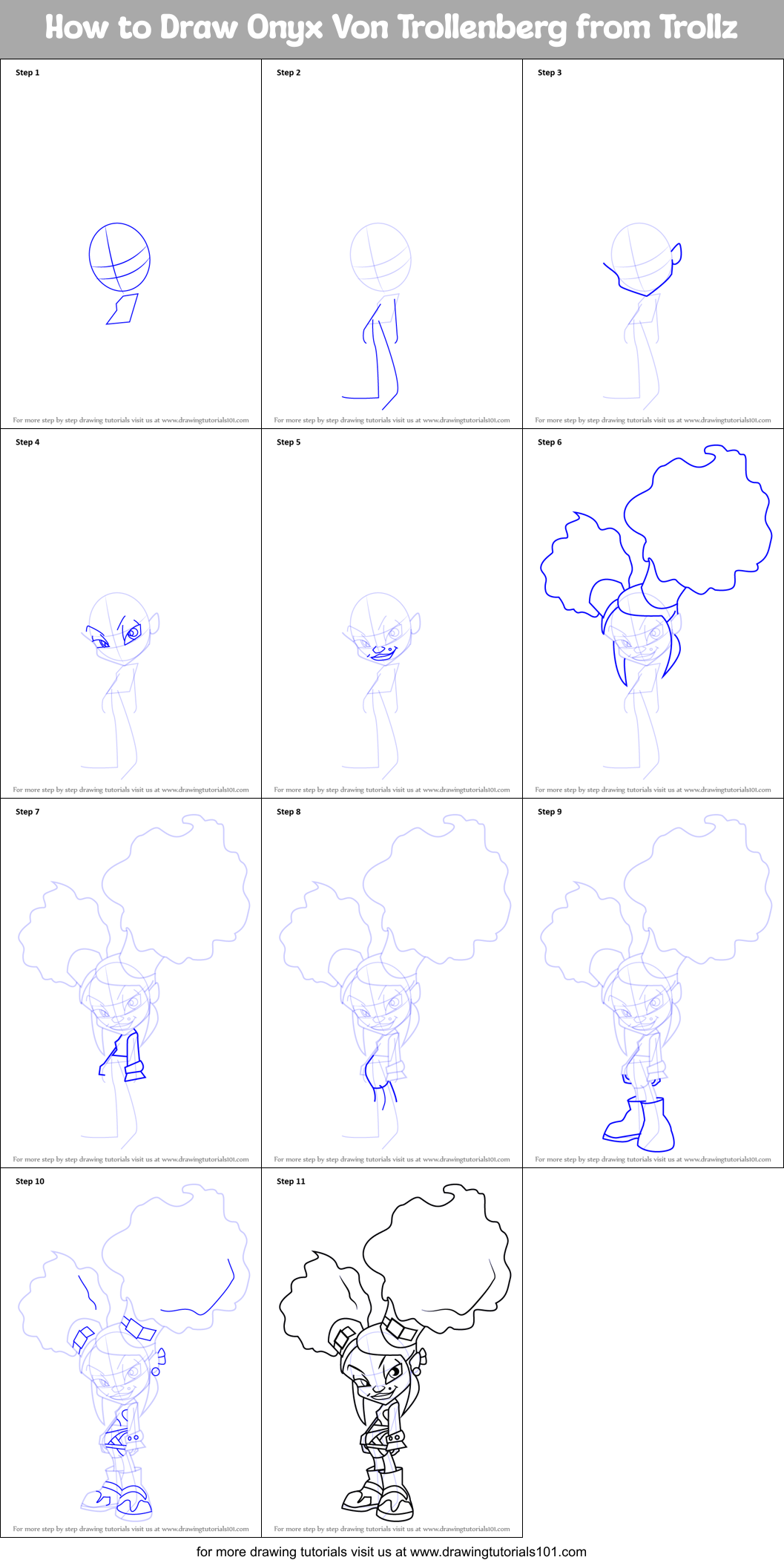 How to Draw Onyx Von Trollenberg from Trollz Printable Step by Step