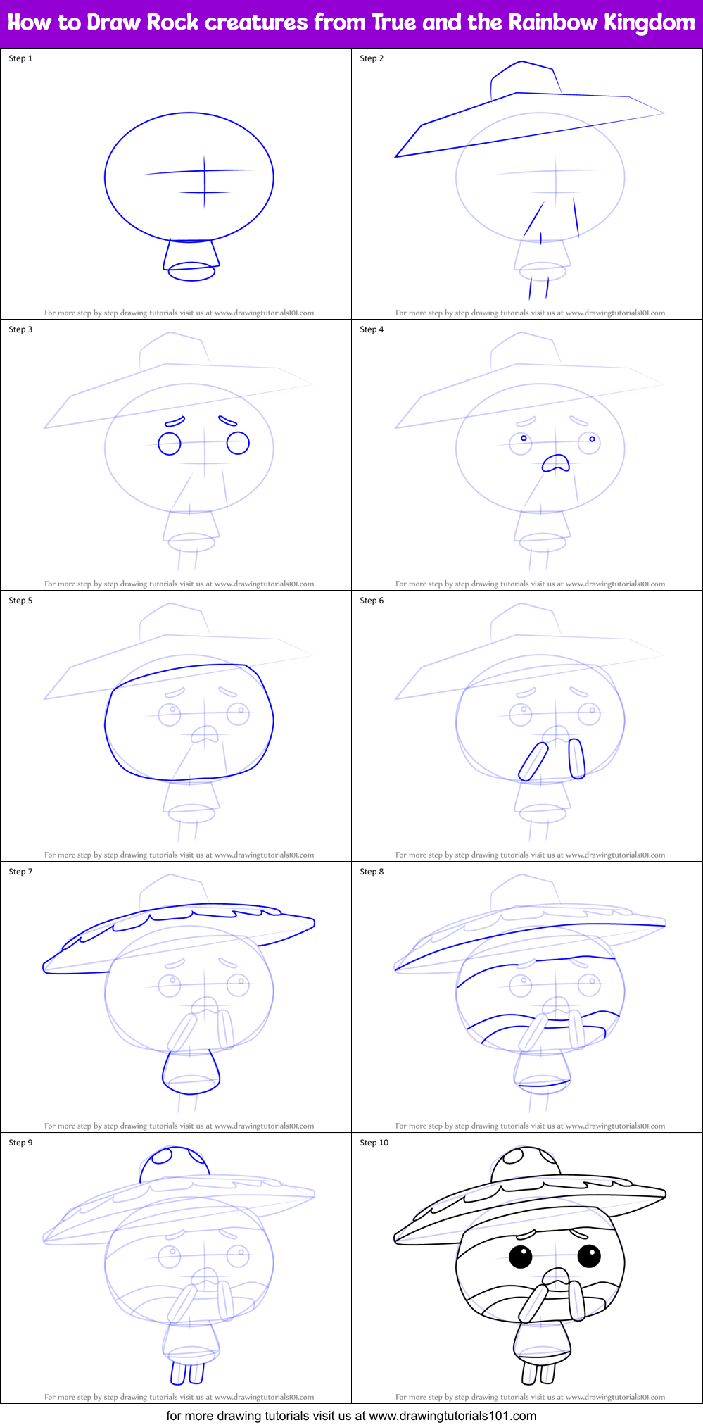 How to Draw Rock creatures from True and the Rainbow Kingdom Printable Step by Step