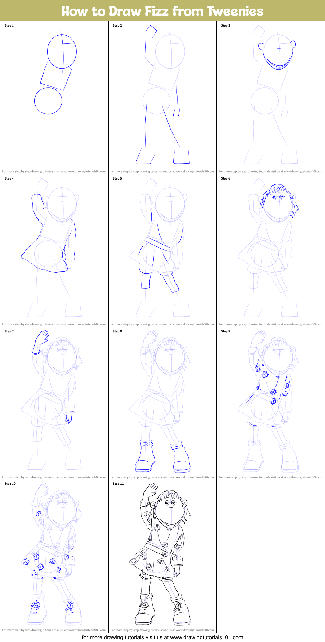 How to Draw Fizz from Tweenies Printable Step by Step