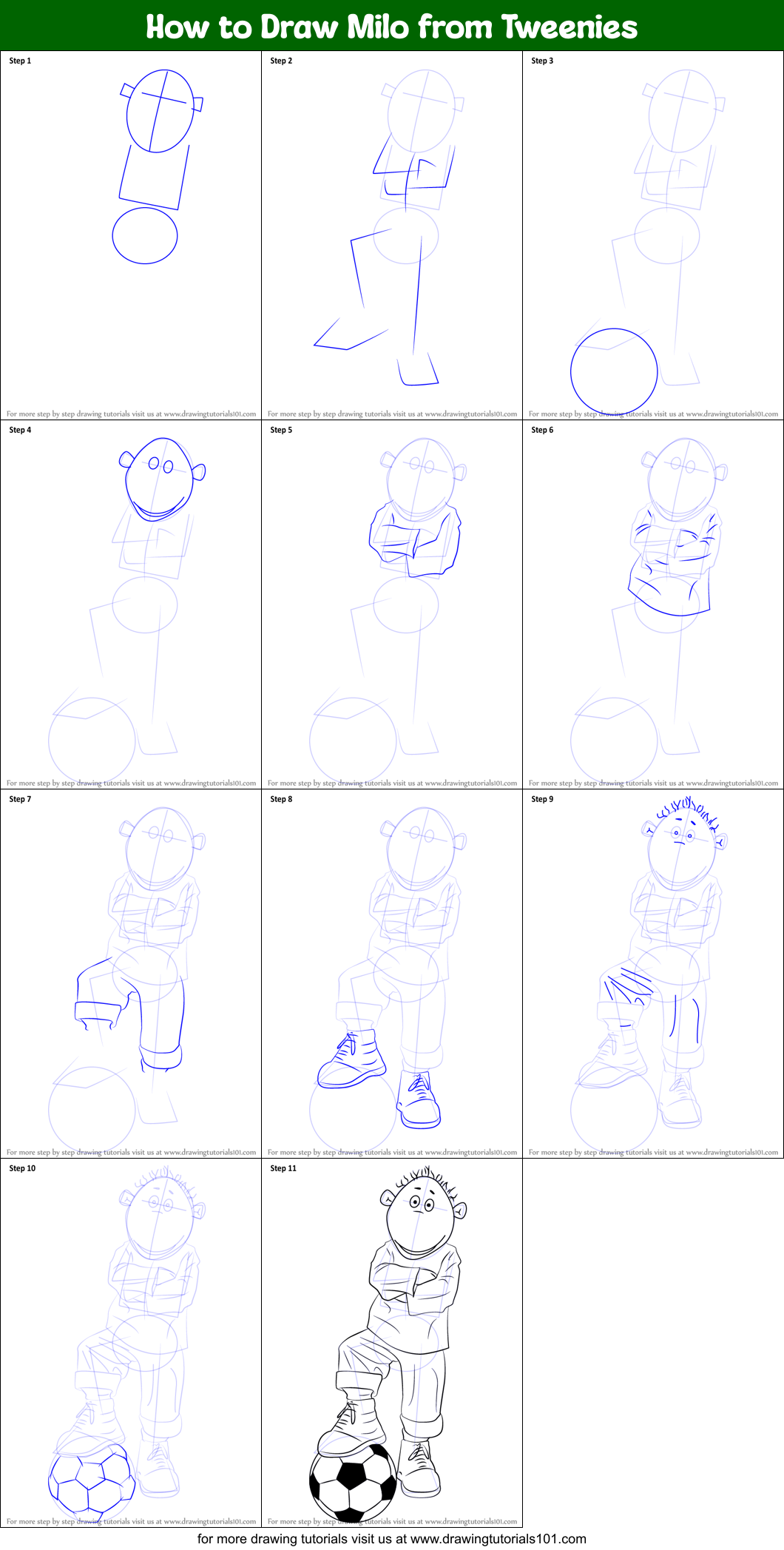 How to Draw Milo from Tweenies Printable Step by Step