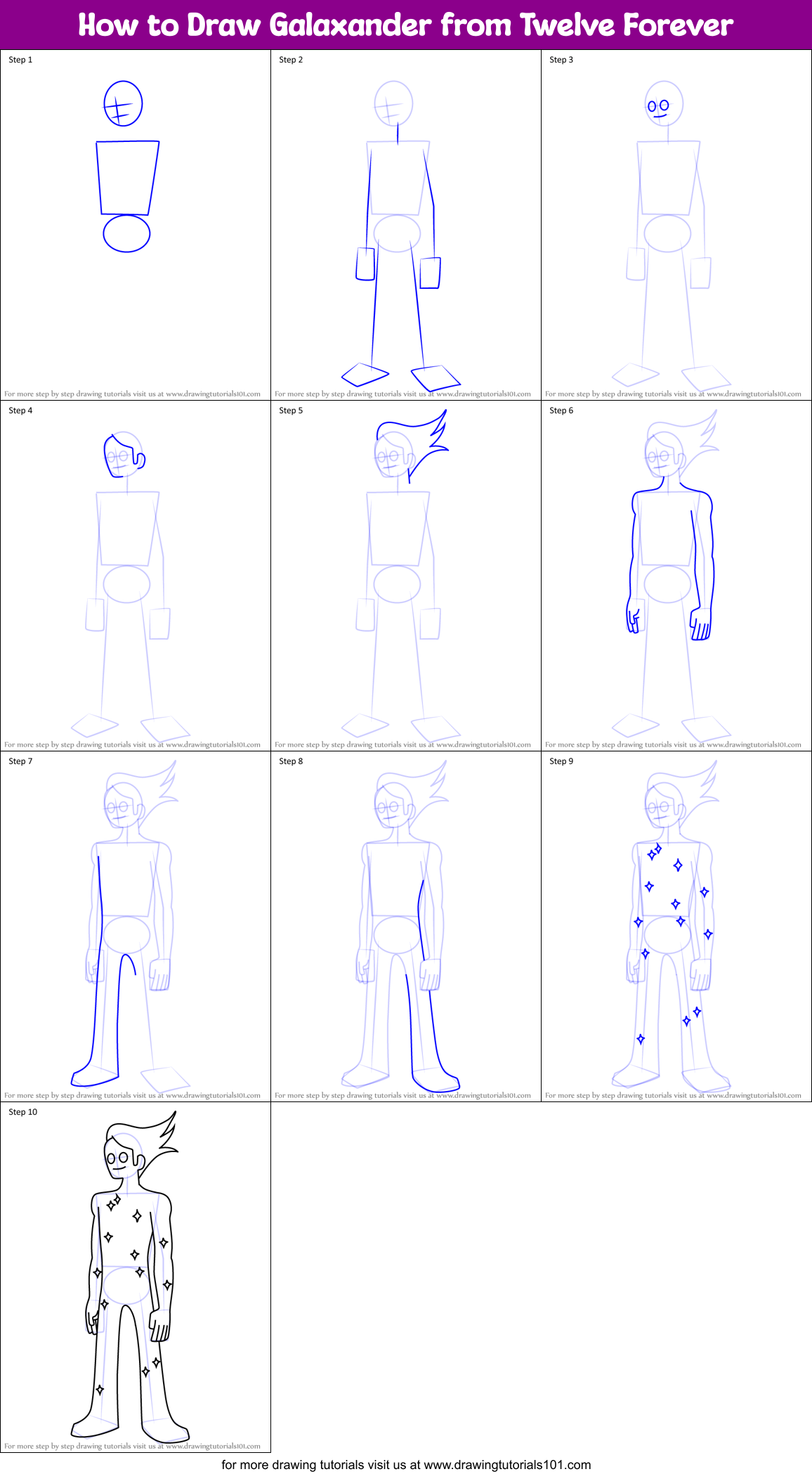 How to Draw Galaxander from Twelve Forever Printable Step by Step