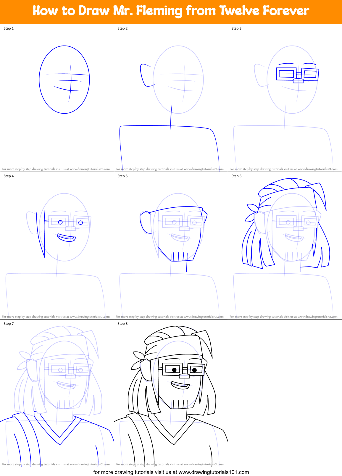 How to Draw Mr. Fleming from Twelve Forever Printable Step by Step