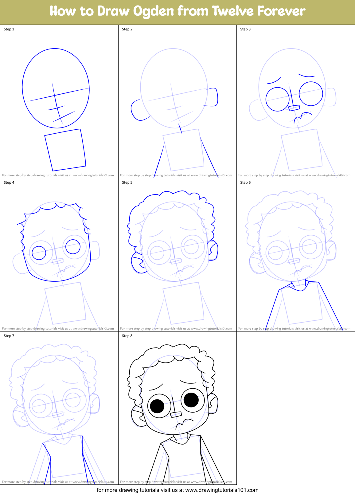 How to Draw Ogden from Twelve Forever Printable Step by Step