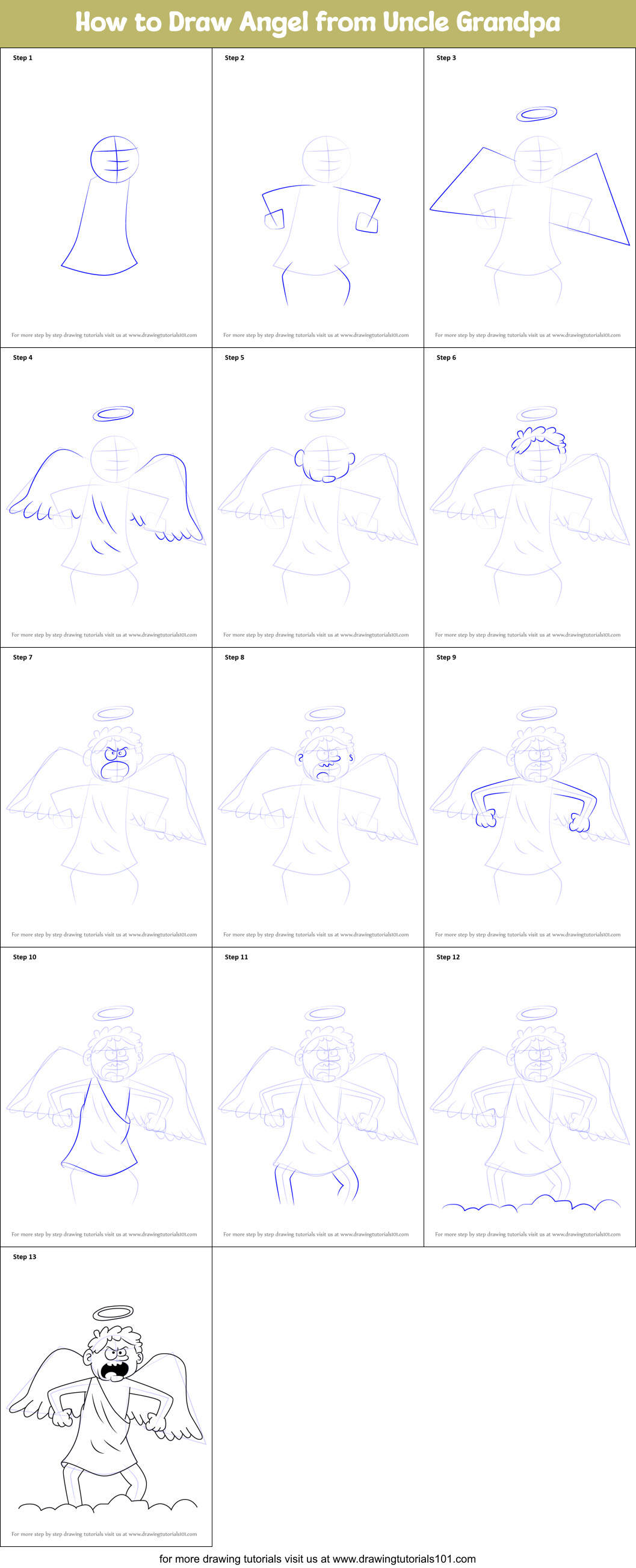 How to Draw Angel from Uncle Grandpa Printable Step by Step