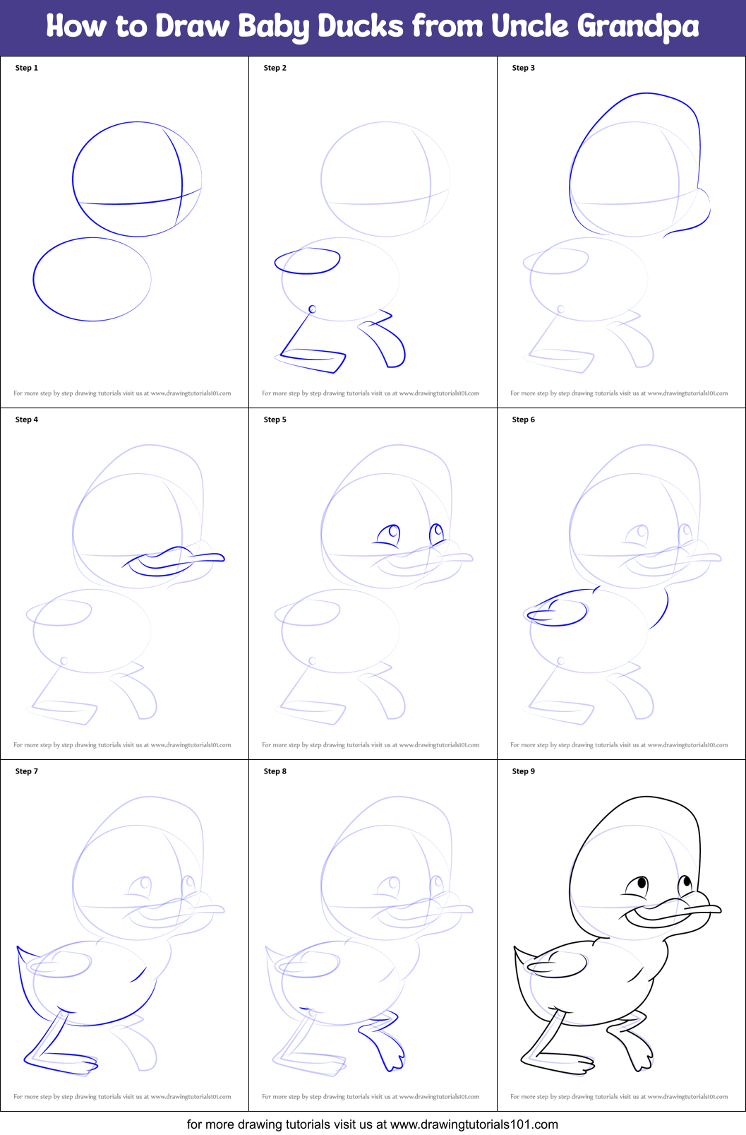 How to Draw Baby Ducks from Uncle Grandpa Printable Step by Step