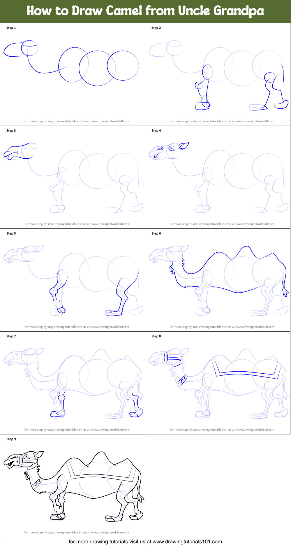 How to Draw Camel from Uncle Grandpa Printable Step by Step