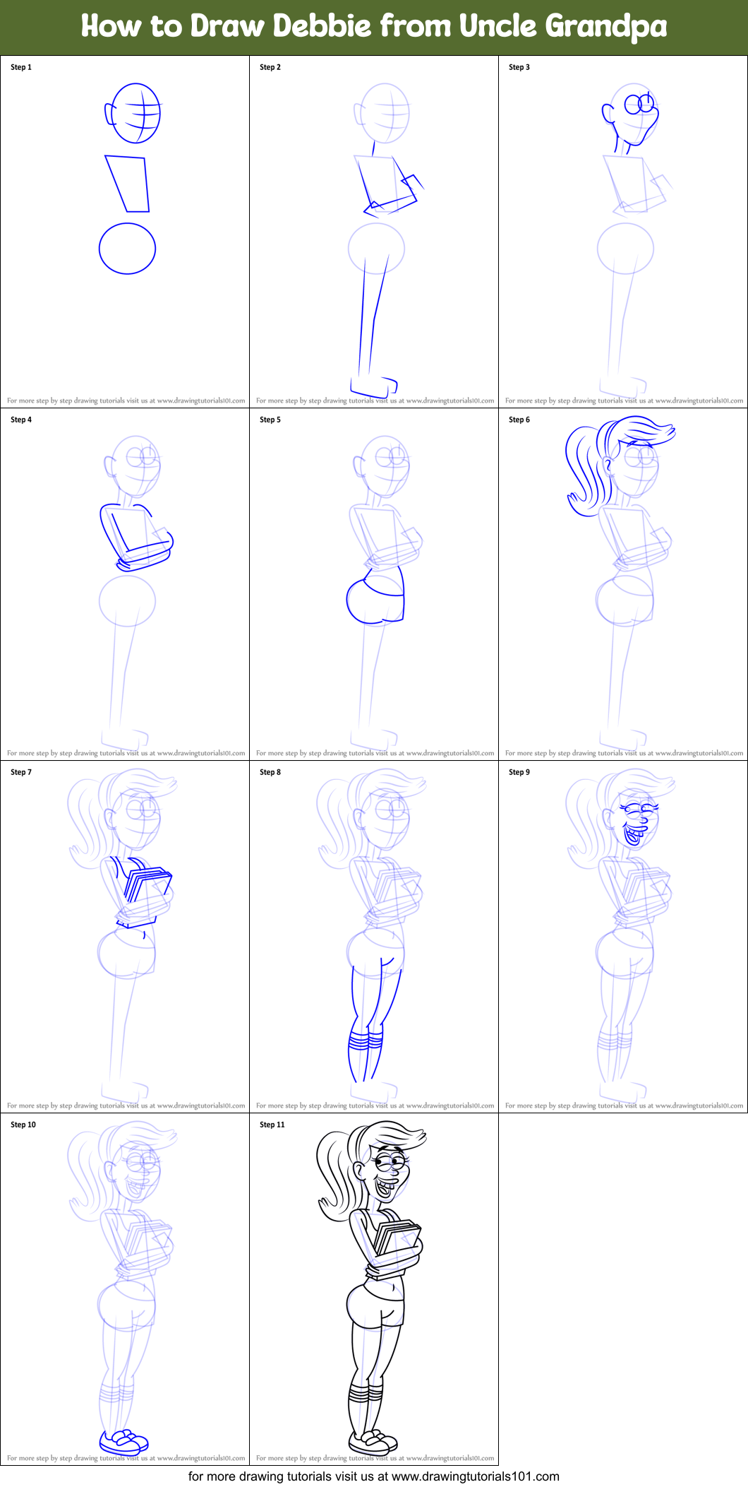 How to Draw Debbie from Uncle Grandpa Printable Step by Step