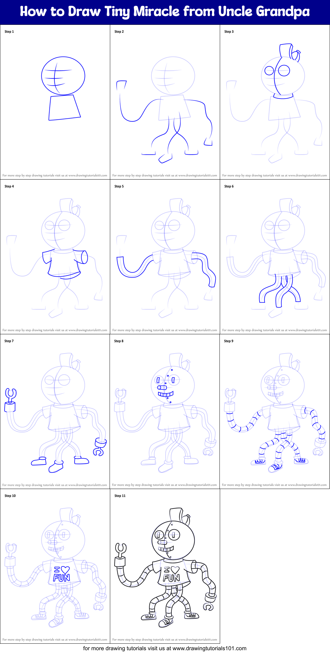 How to Draw Tiny Miracle from Uncle Grandpa Printable Step by Step