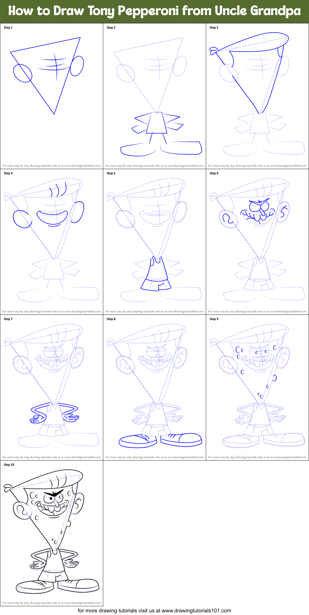 How to Draw Tony Pepperoni from Uncle Grandpa Printable Step by Step