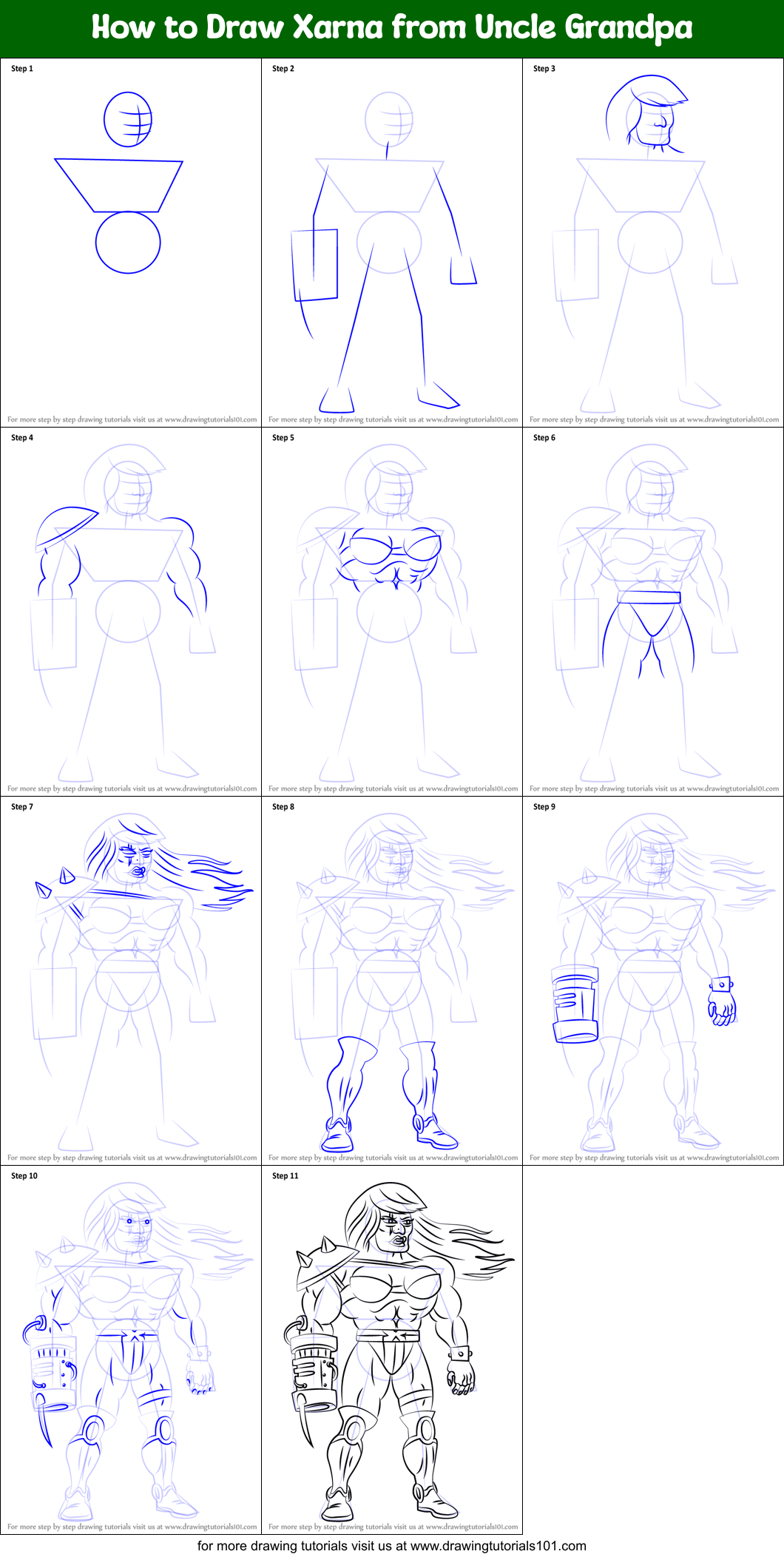 How to Draw Xarna from Uncle Grandpa Printable Step by Step