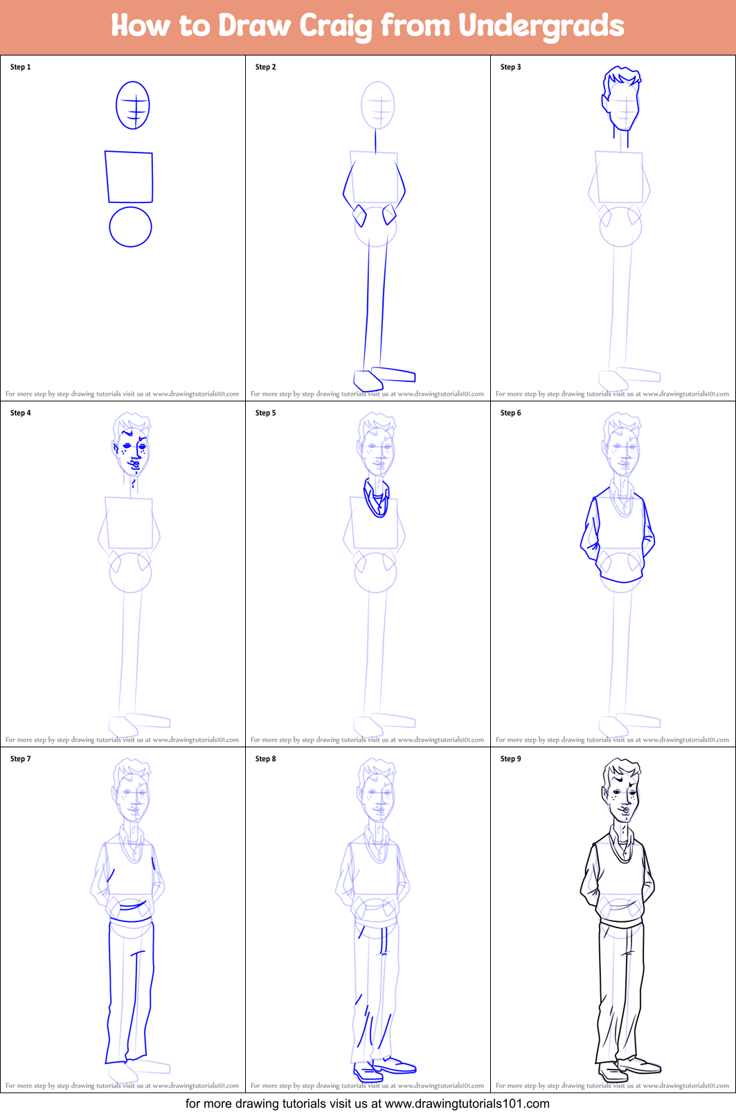 How to Draw Craig from Undergrads Printable Step by Step