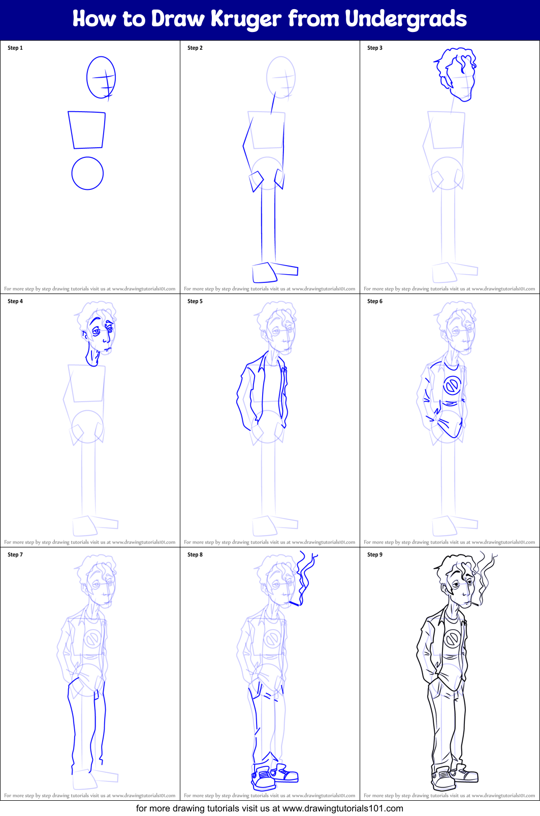 How to Draw Kruger from Undergrads Printable Step by Step