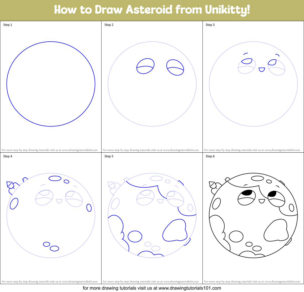 How to Draw Asteroid from Unikitty! Printable Step by Step