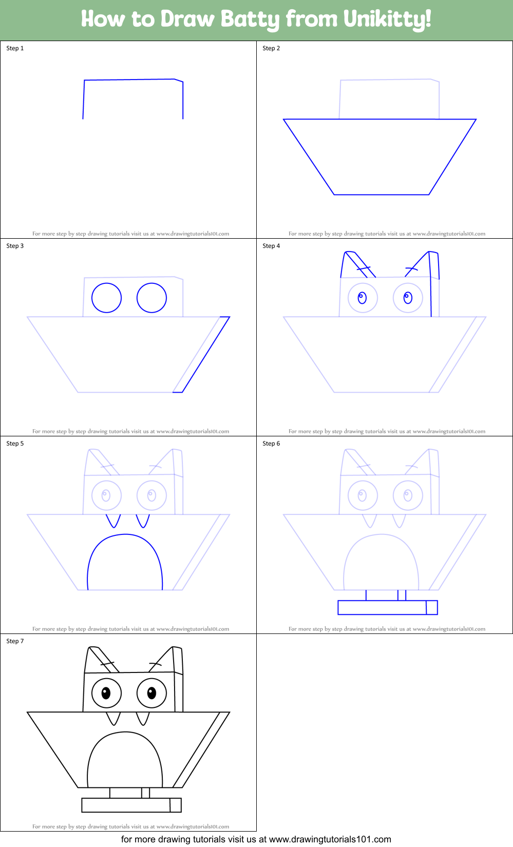 How to Draw Batty from Unikitty! Printable Step by Step