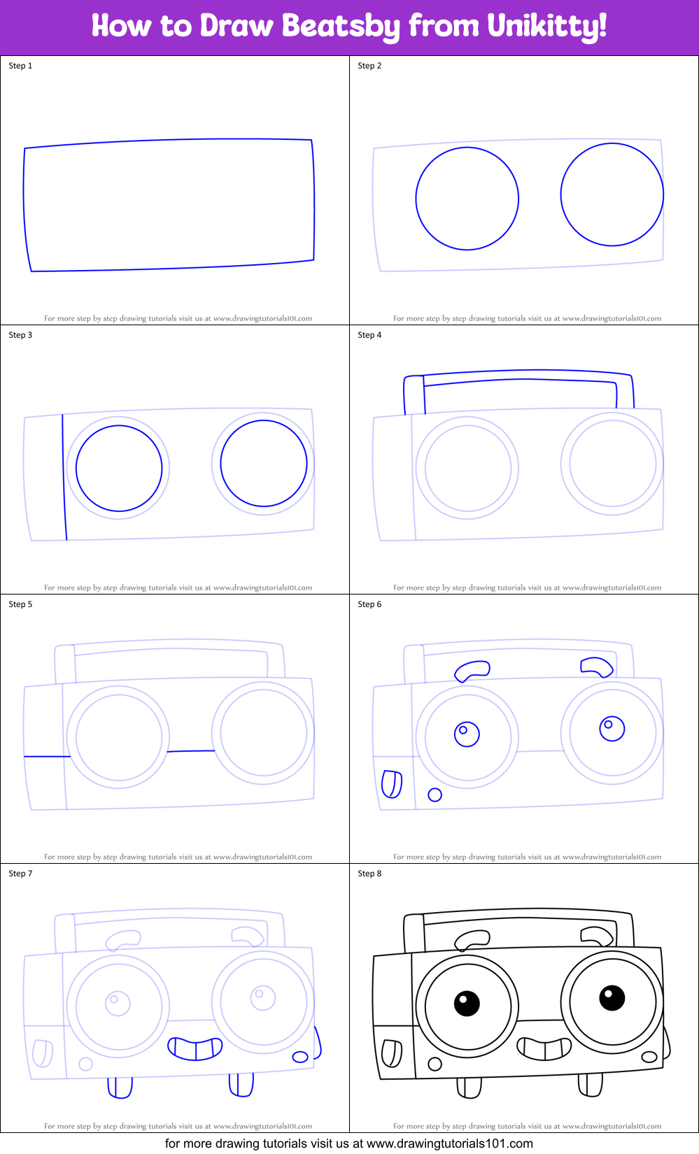 How to Draw Beatsby from Unikitty! Printable Step by Step