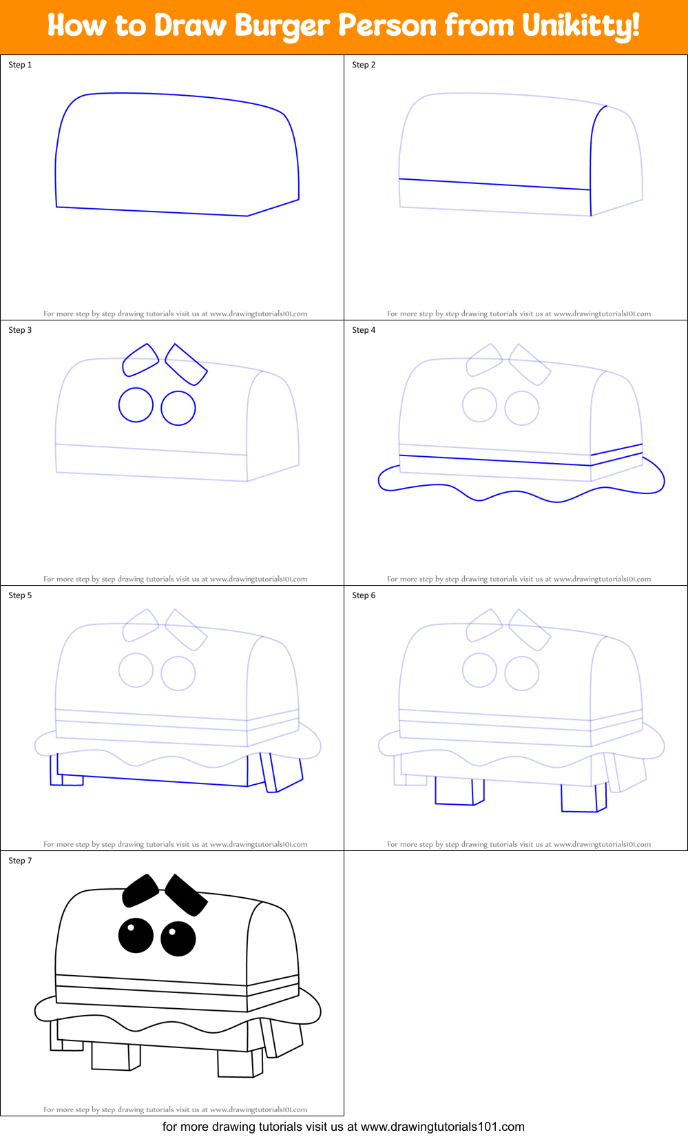 How to Draw Burger Person from Unikitty! Printable Step by Step