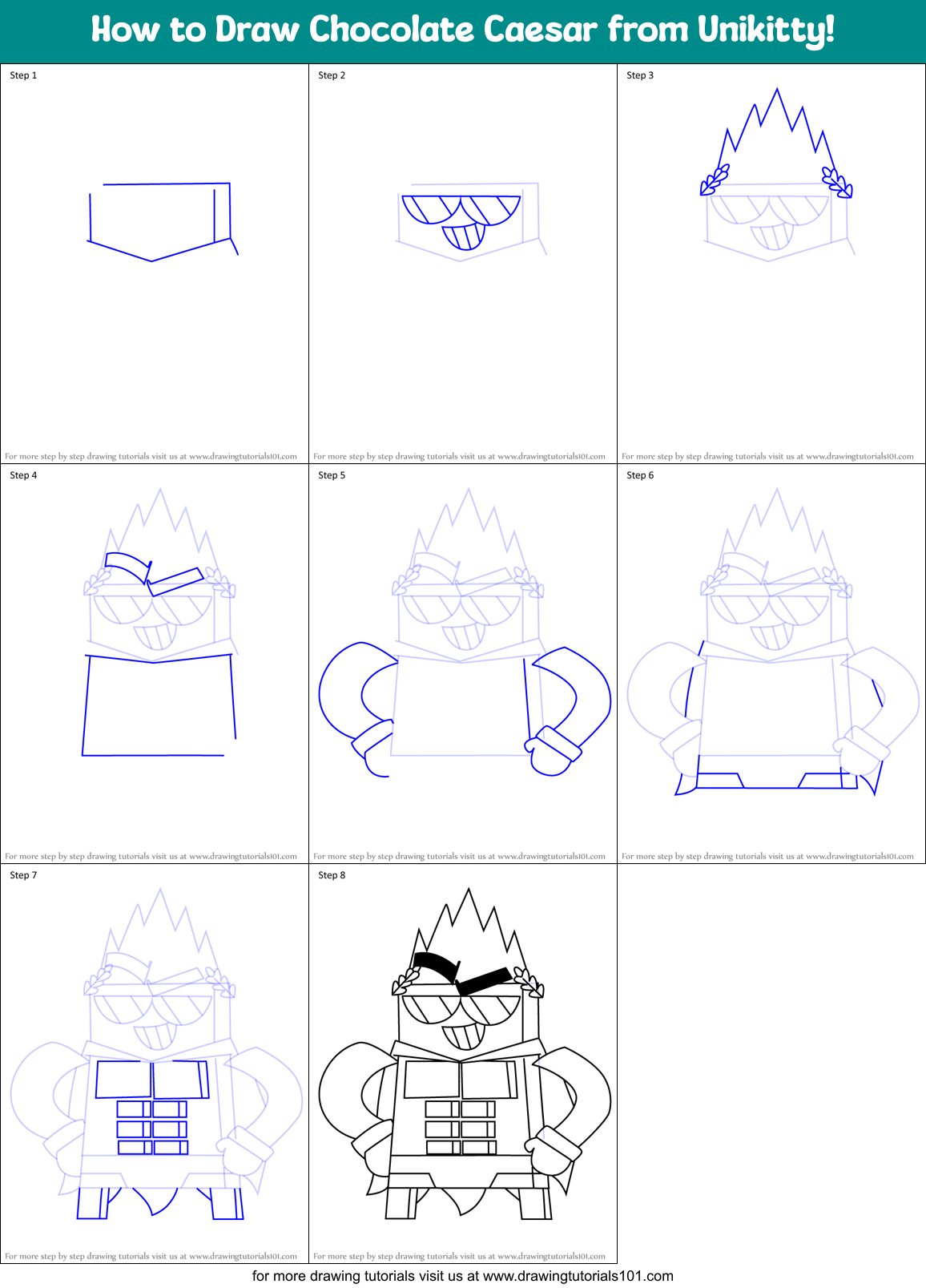 How to Draw Chocolate Caesar from Unikitty! Printable Step by Step