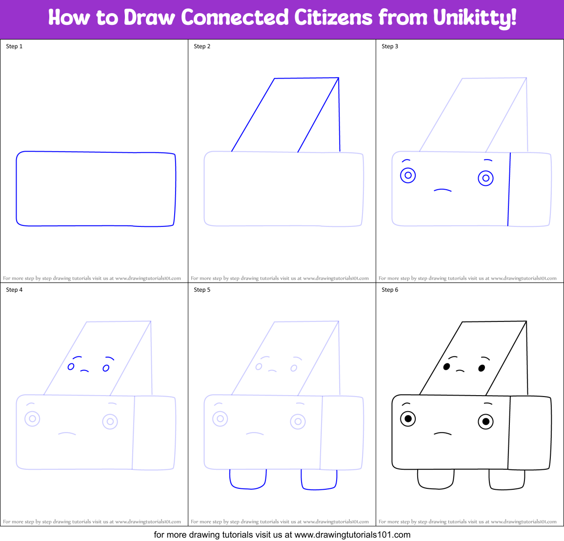 How to Draw Connected Citizens from Unikitty! Printable Step by Step