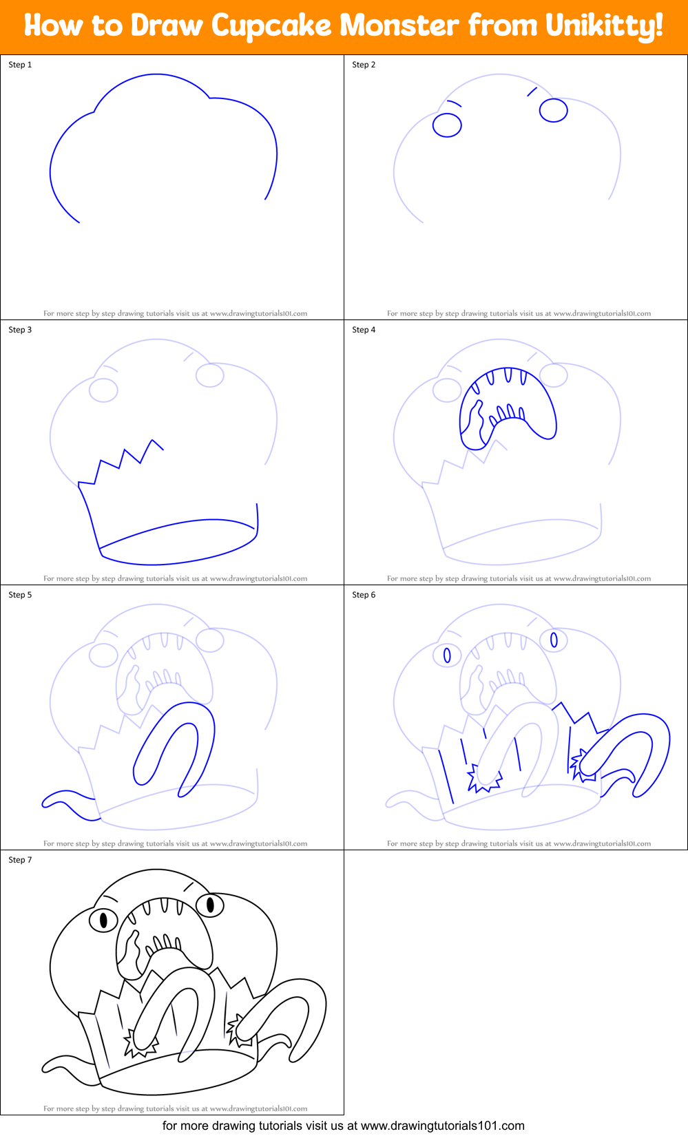 How to Draw Cupcake Monster from Unikitty! Printable Step by Step