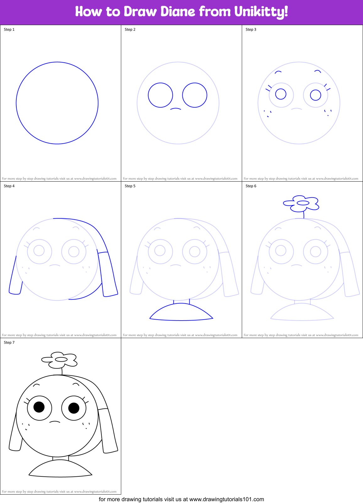 How to Draw Diane from Unikitty! Printable Step by Step