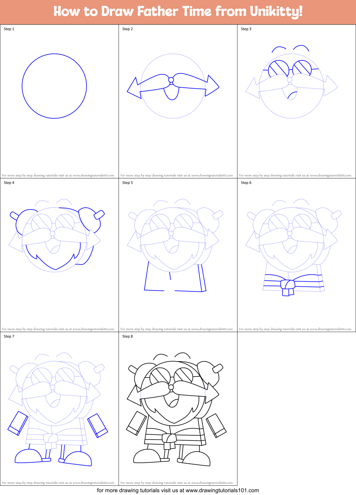 How to Draw Father Time from Unikitty! Printable Step by Step