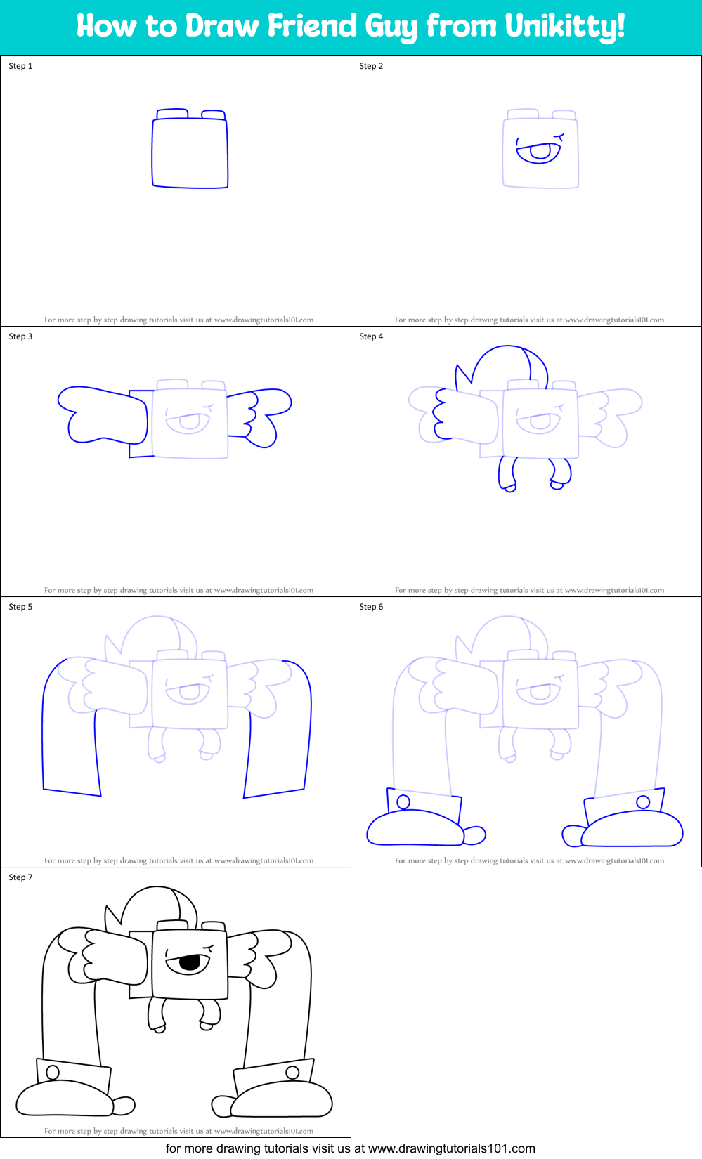 How to Draw Friend Guy from Unikitty! Printable Step by Step