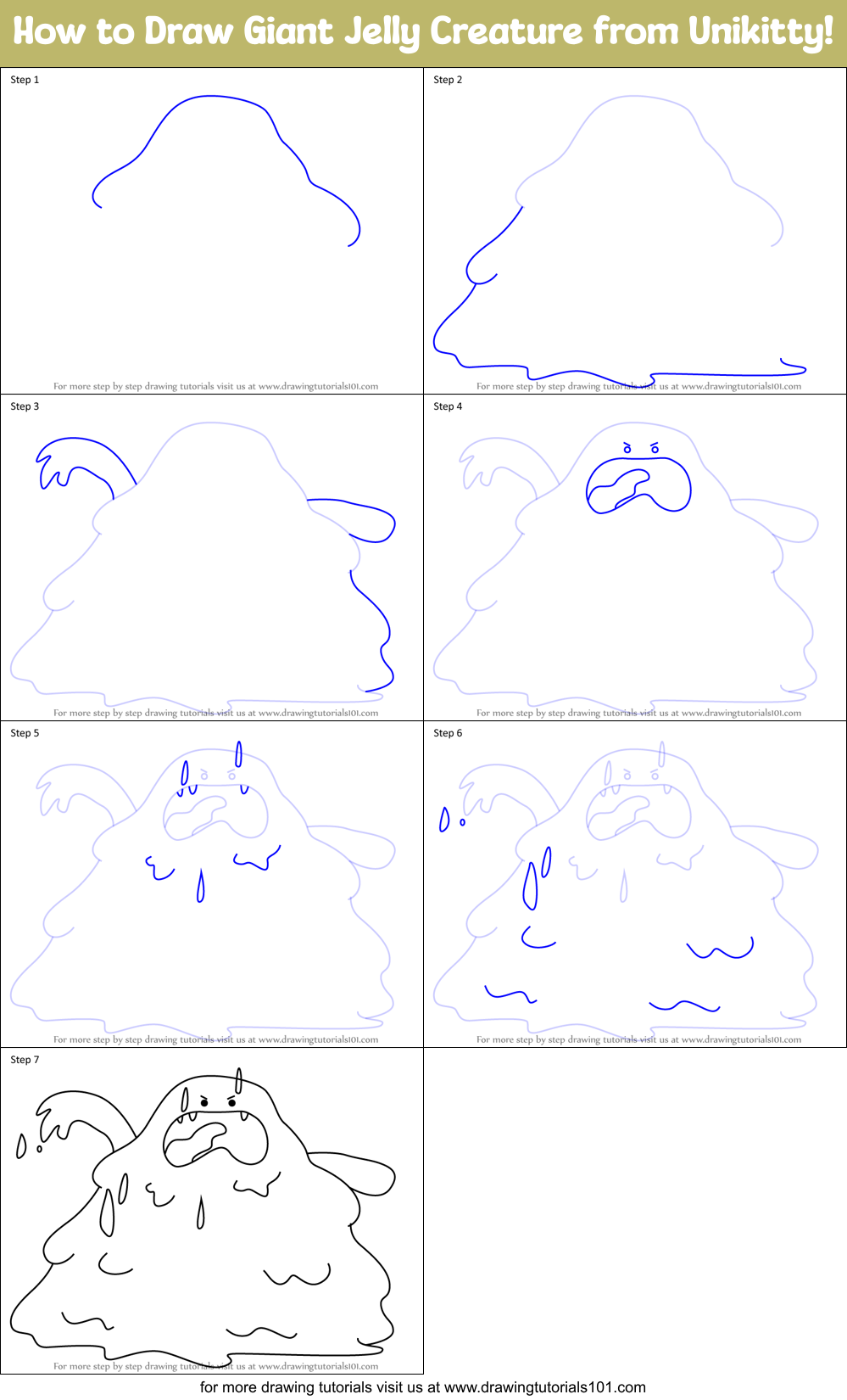 How to Draw Giant Jelly Creature from Unikitty! Printable Step by Step